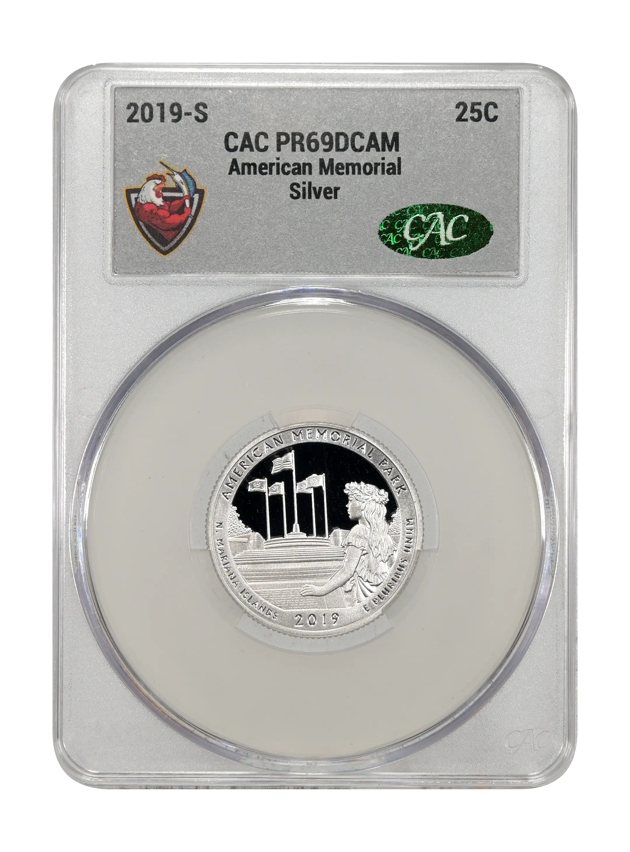 2019-S 25c American Memorial, Silver PR DCAM thumbnail 3