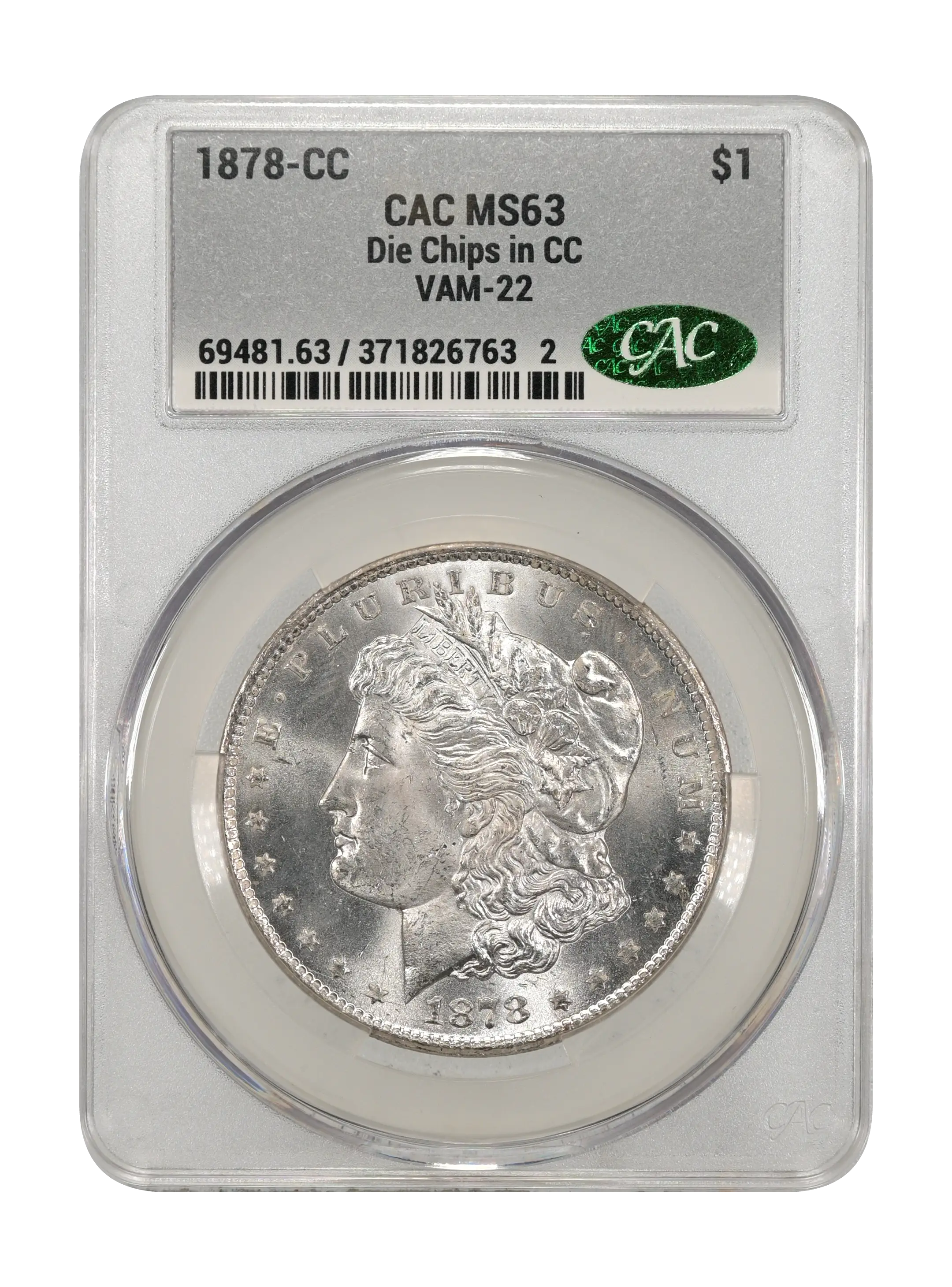 1878-CC $1  Die Chips in CC, VAM-22 MS thumbnail 5