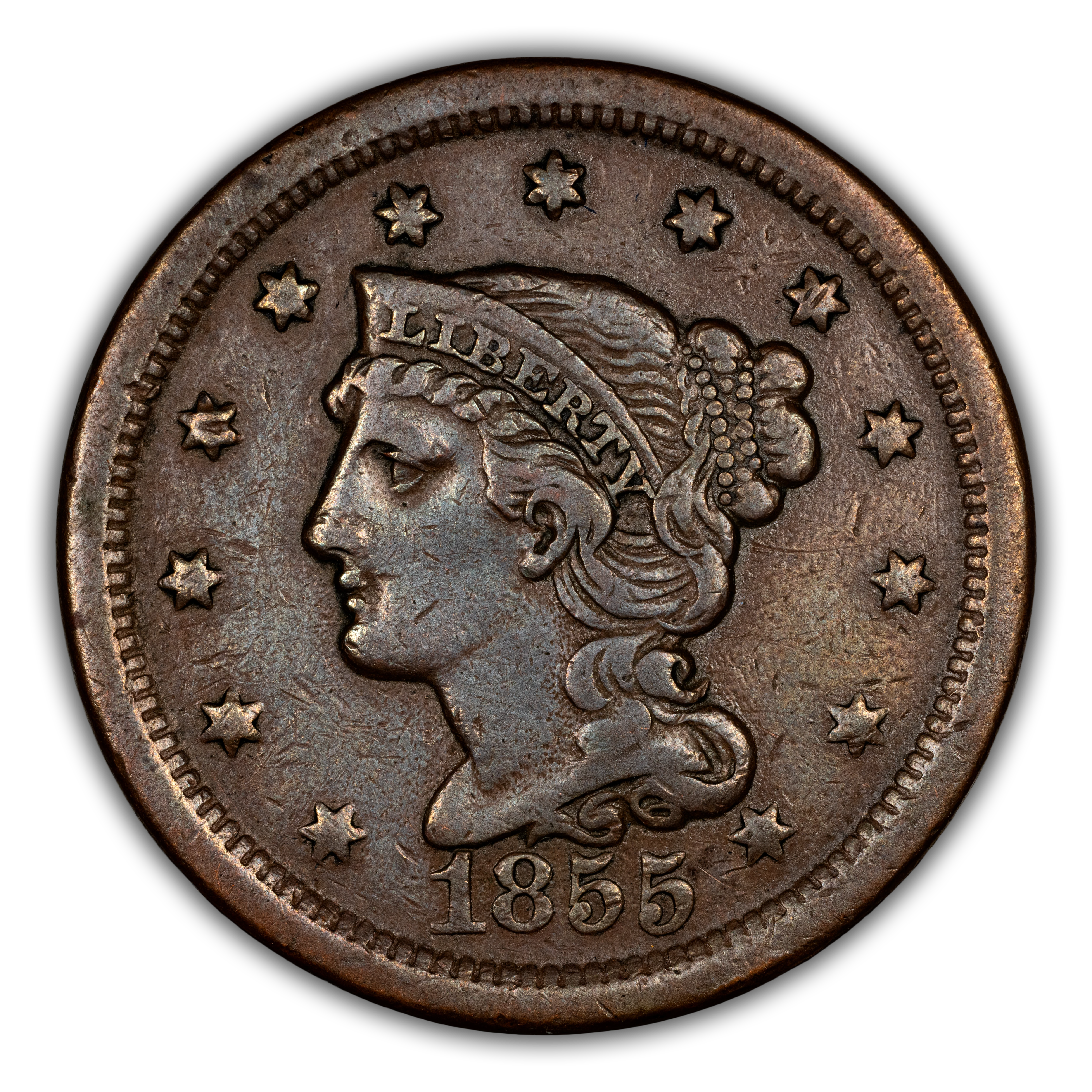 1855 1c Upright 55, N-1 MS BN