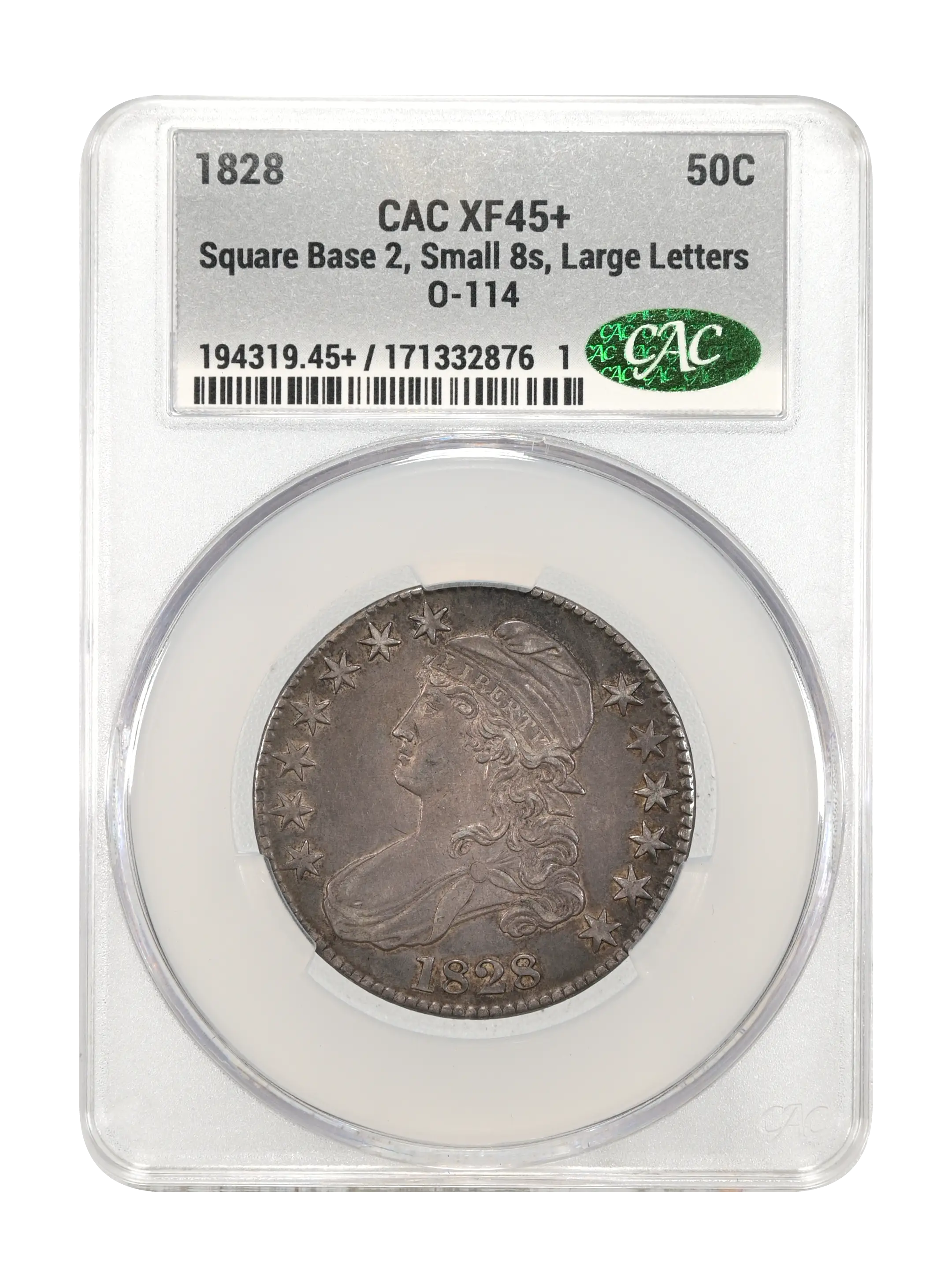 1828 50c Square Base 2, Small 8s, Large Letters, O-114 MS thumbnail 7