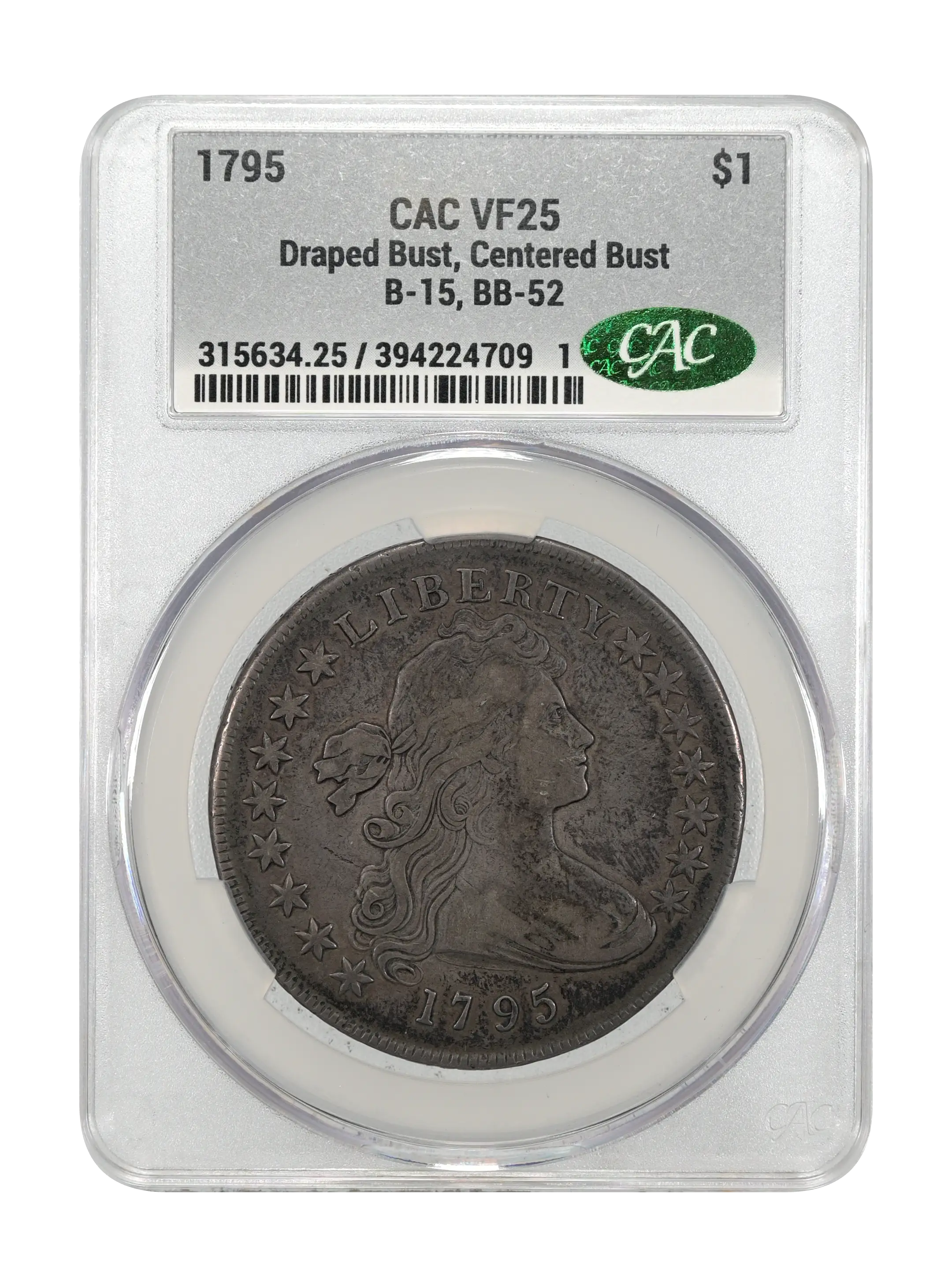 1795 $1  Draped Bust, Centered Bust, B-15, BB-52 MS thumbnail 13