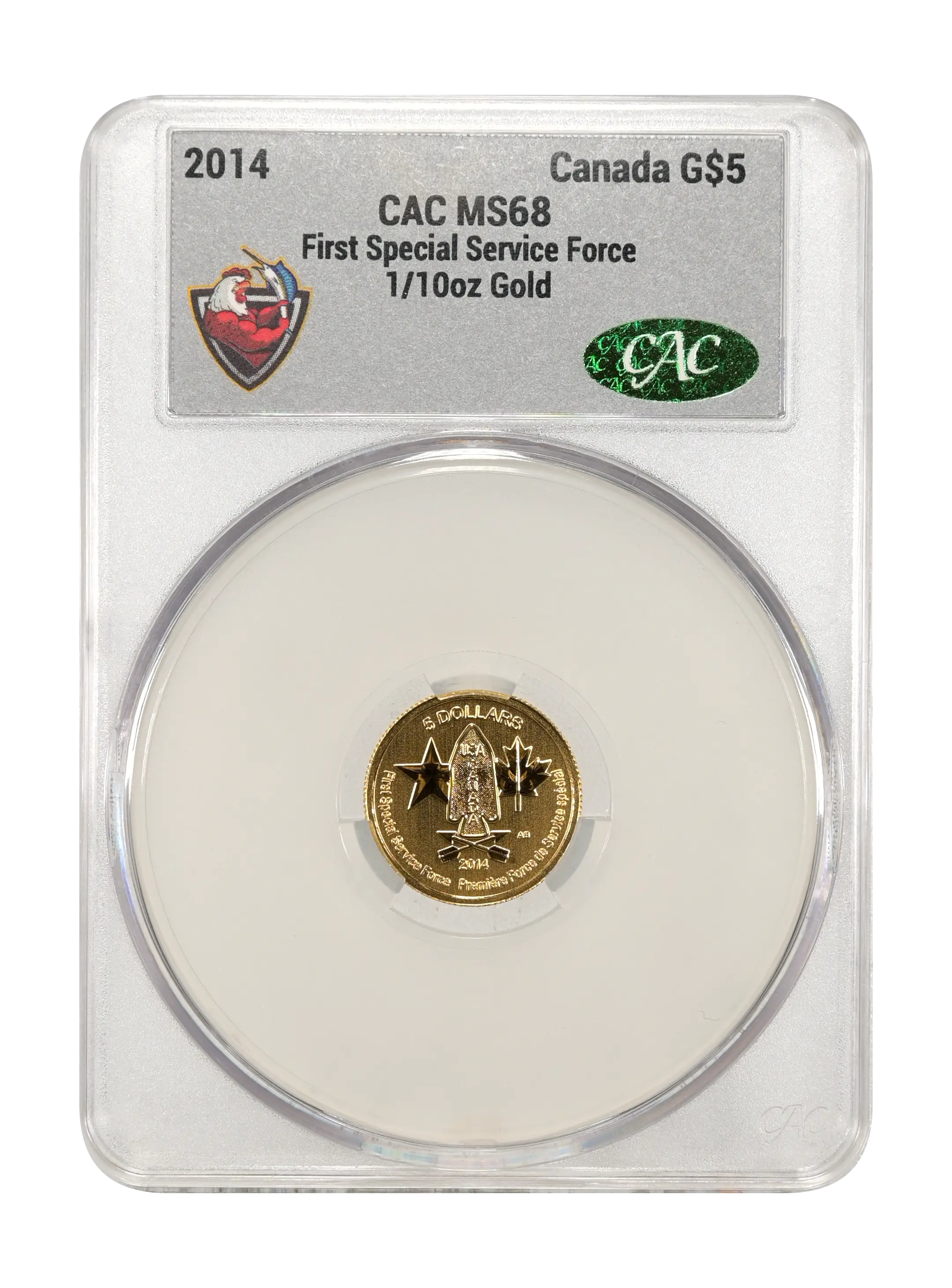 2014 G$5 1/10oz Gold, First Special Service Force MS