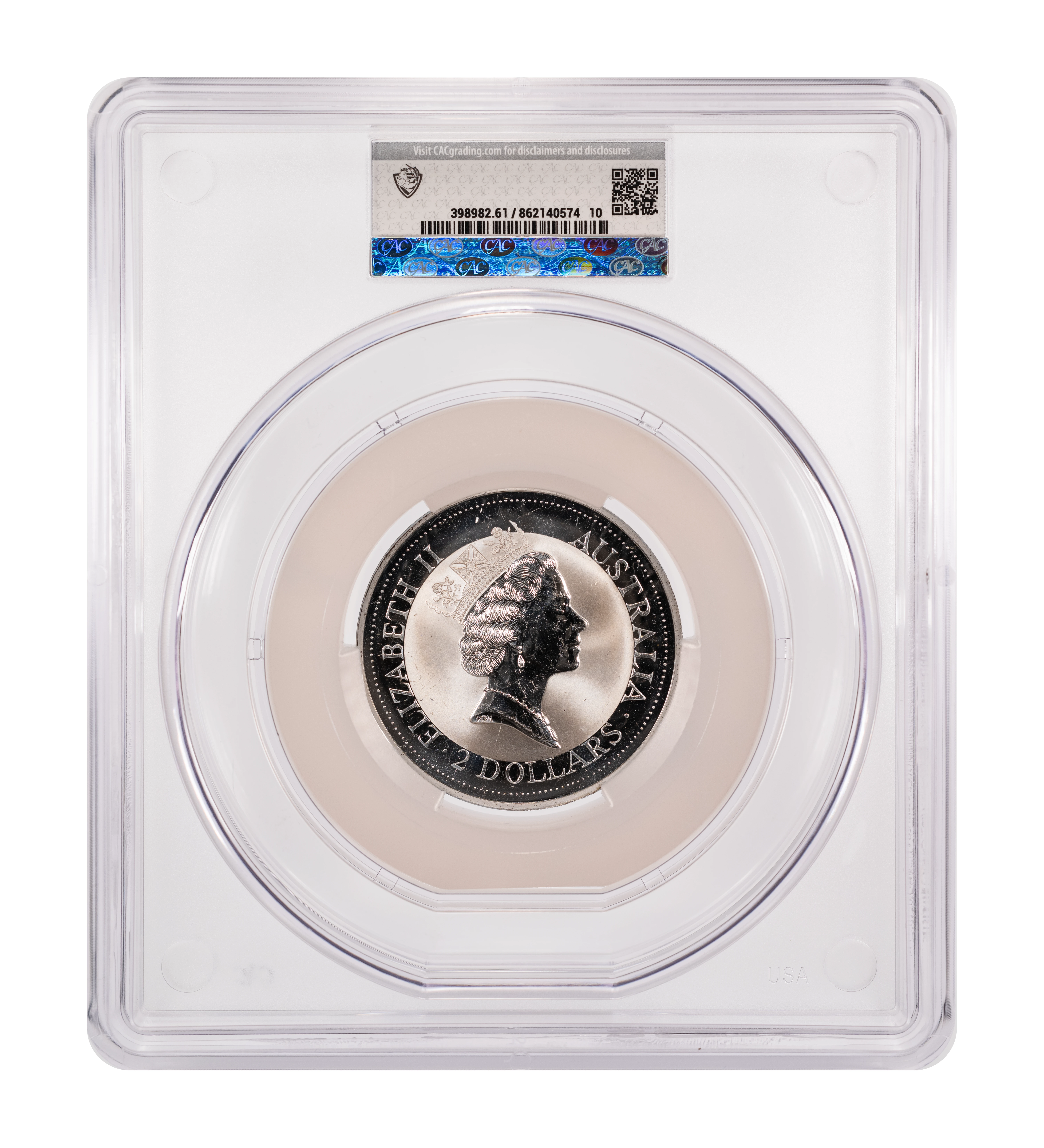 1992 S$2 2oz Silver, Kookaburra MS thumbnail 2