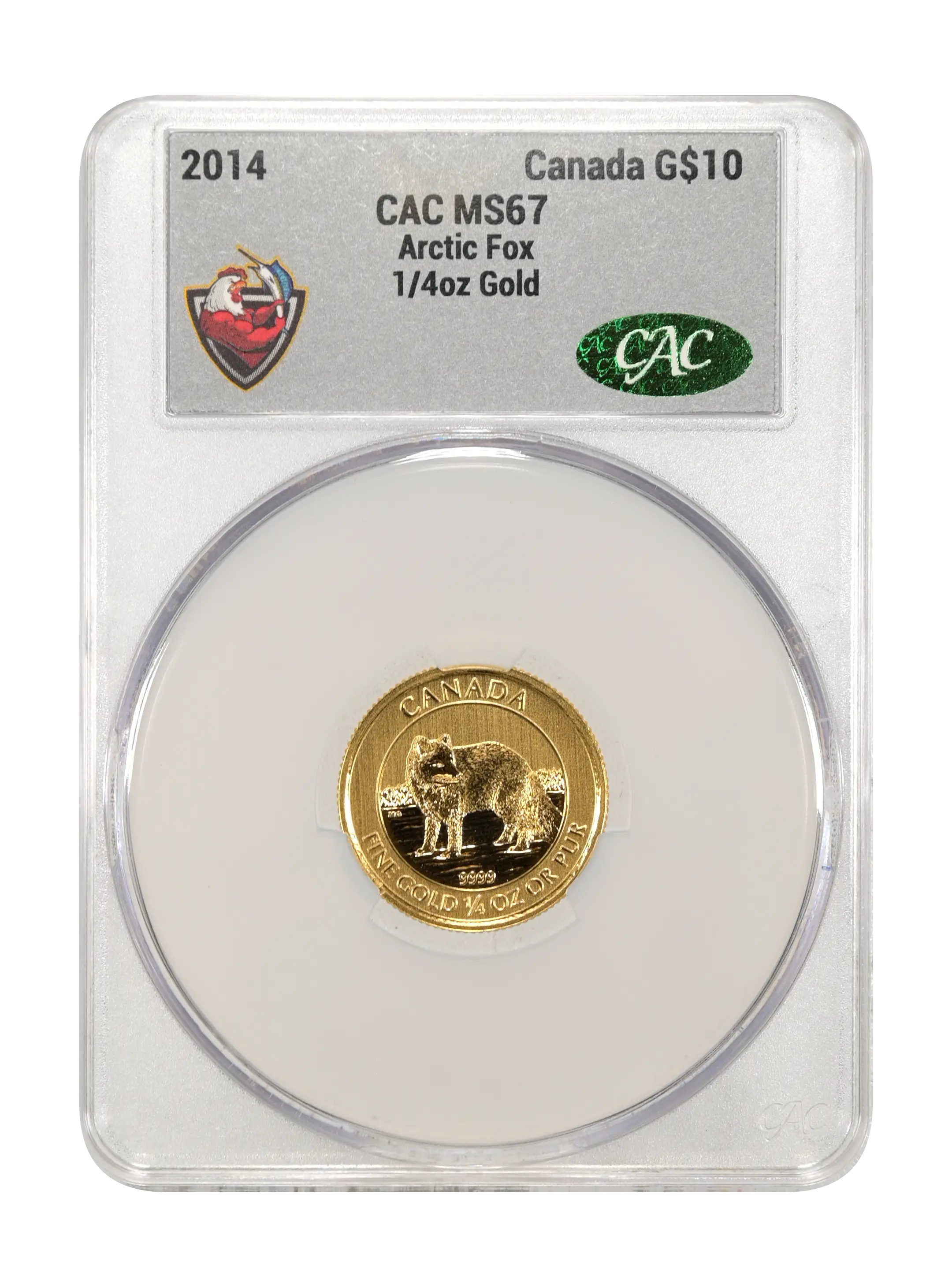 2014 G$10 1/4oz Gold, Arctic Fox MS