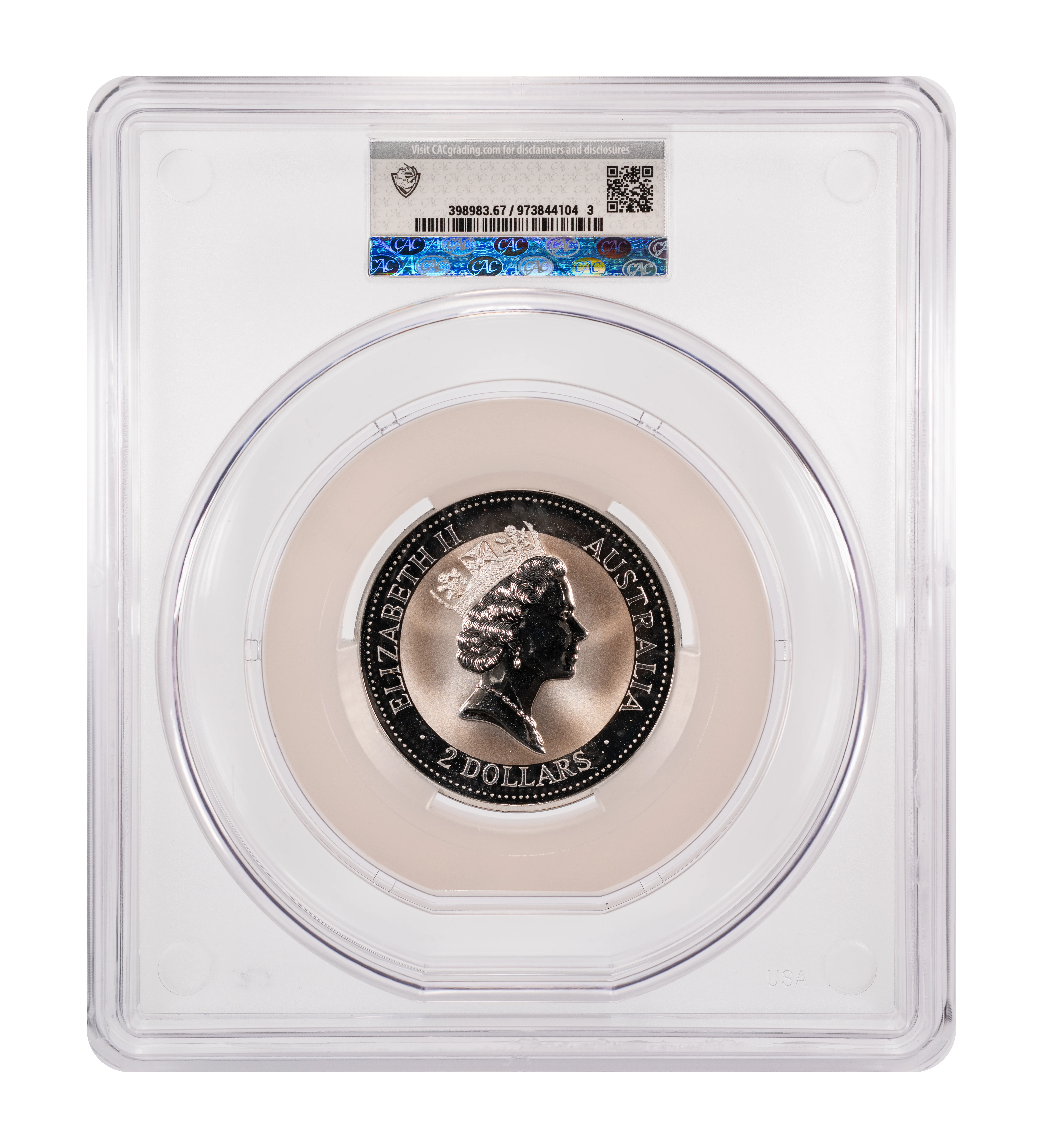 1993 S$2 2oz Silver, Kookaburra MS thumbnail 2