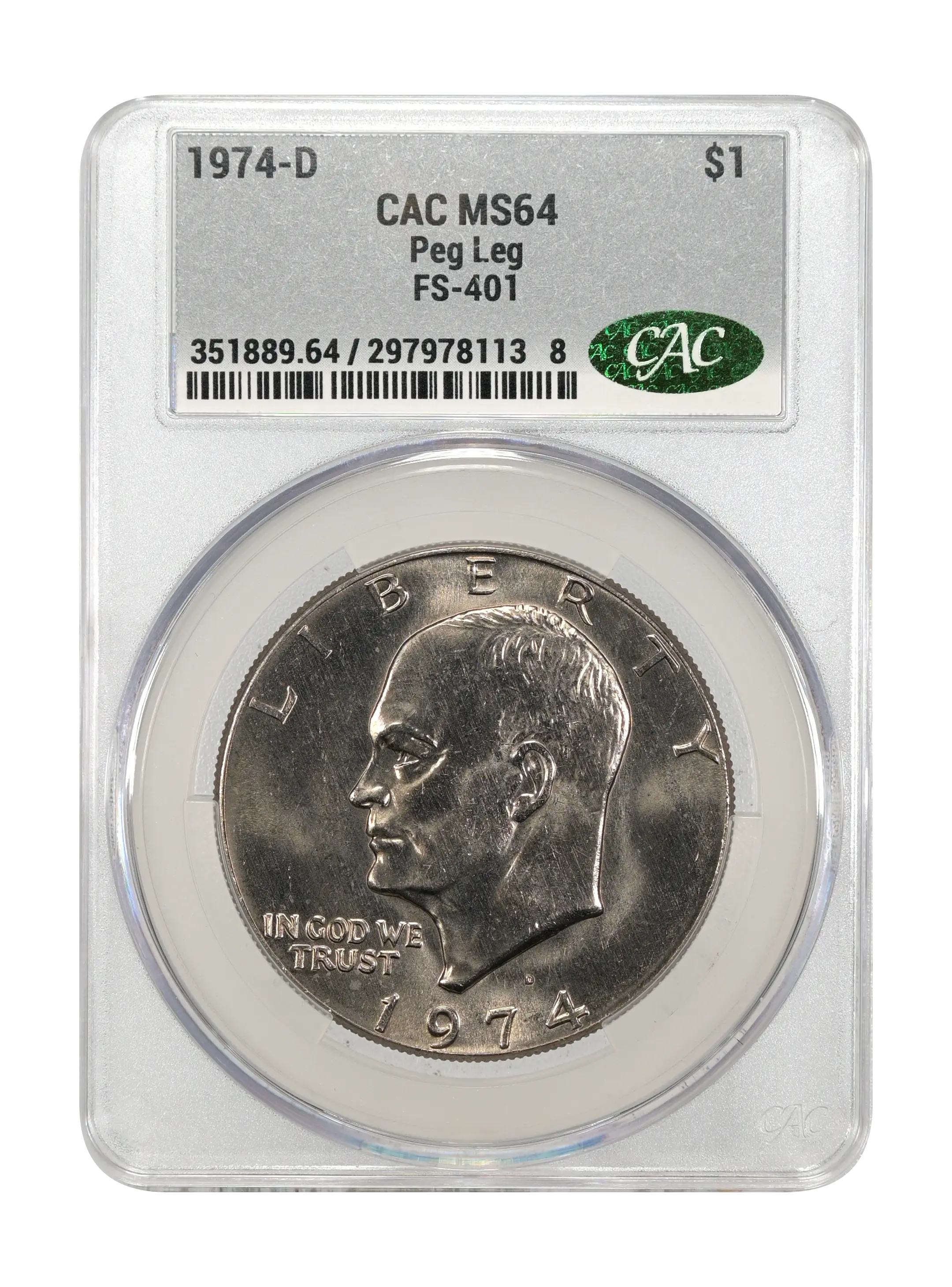 1974-D $1  Peg Leg, FS-401 MS thumbnail 4