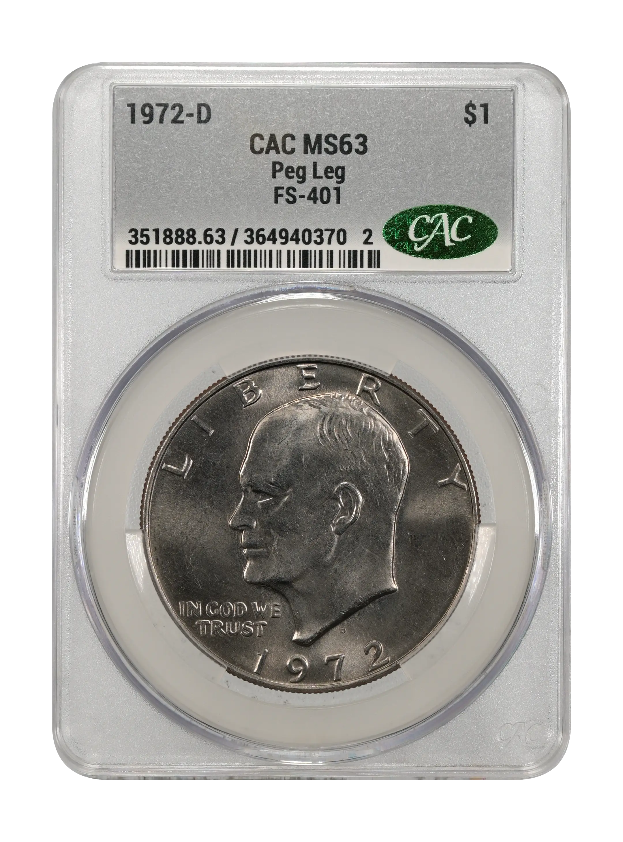 1972-D $1  Peg Leg, FS-401 MS thumbnail 4