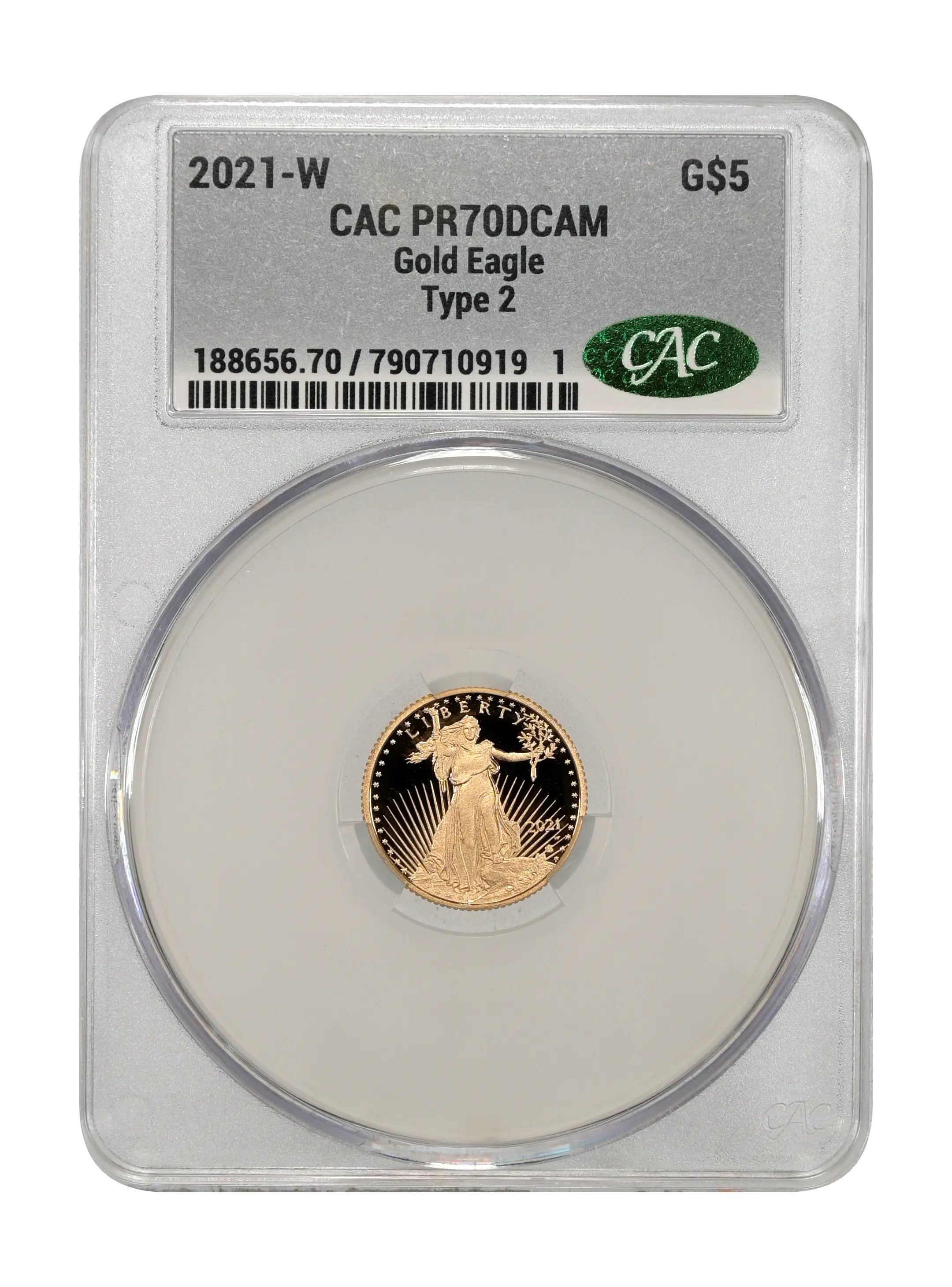 2021-W $5  Gold Eagle, Type 2 PR DCAM thumbnail 8