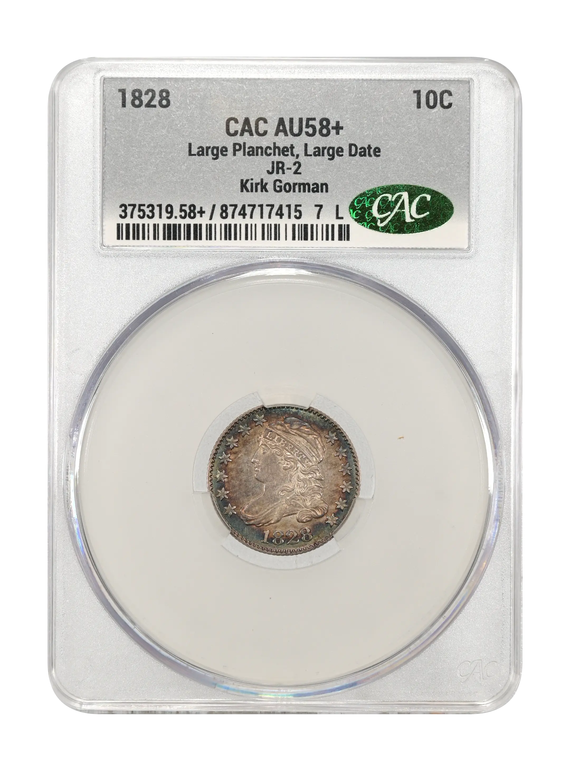 1828 10c Large Planchet, Large Date, JR-2 MS thumbnail 8