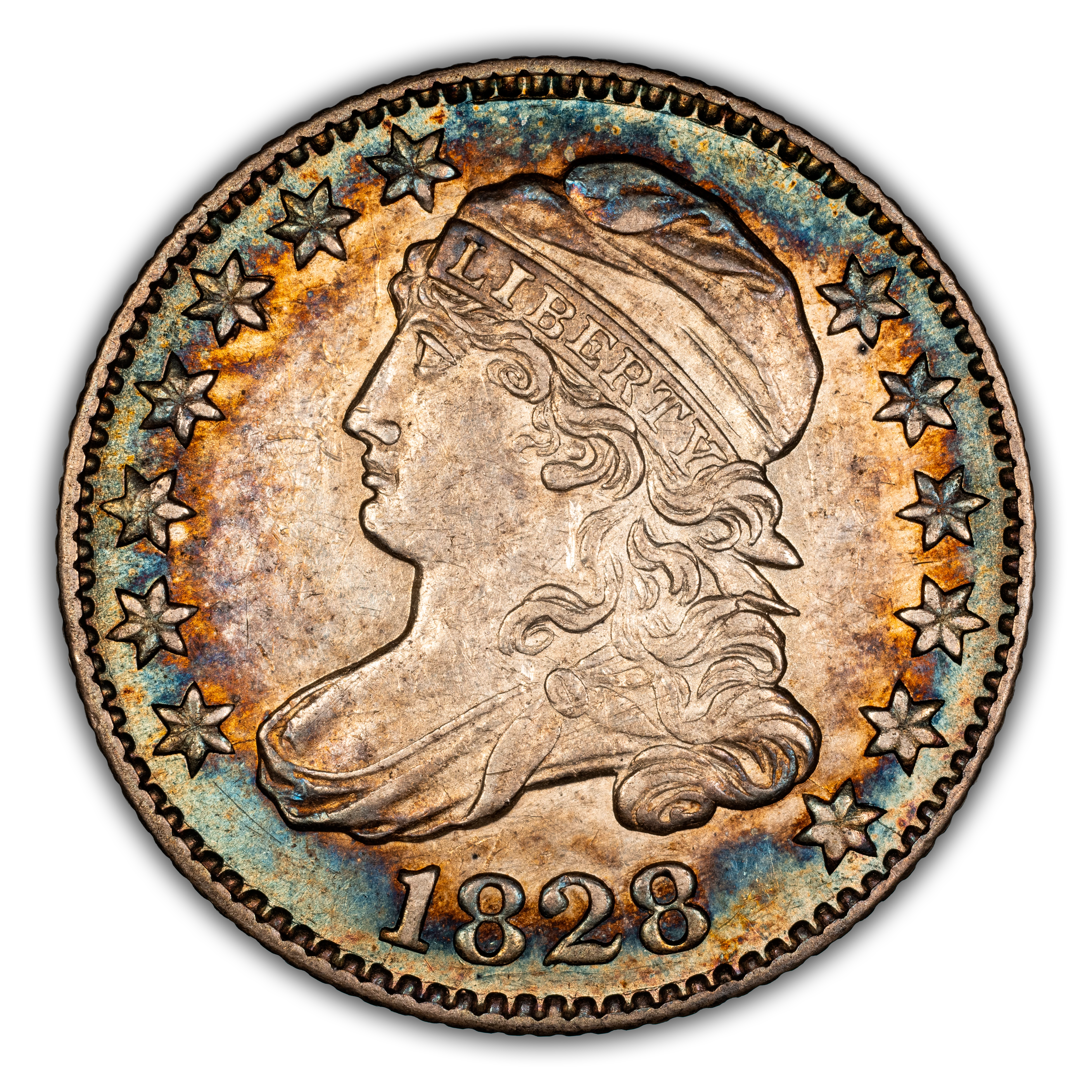1828 10c Large Planchet, Large Date, JR-2 MS thumbnail 2