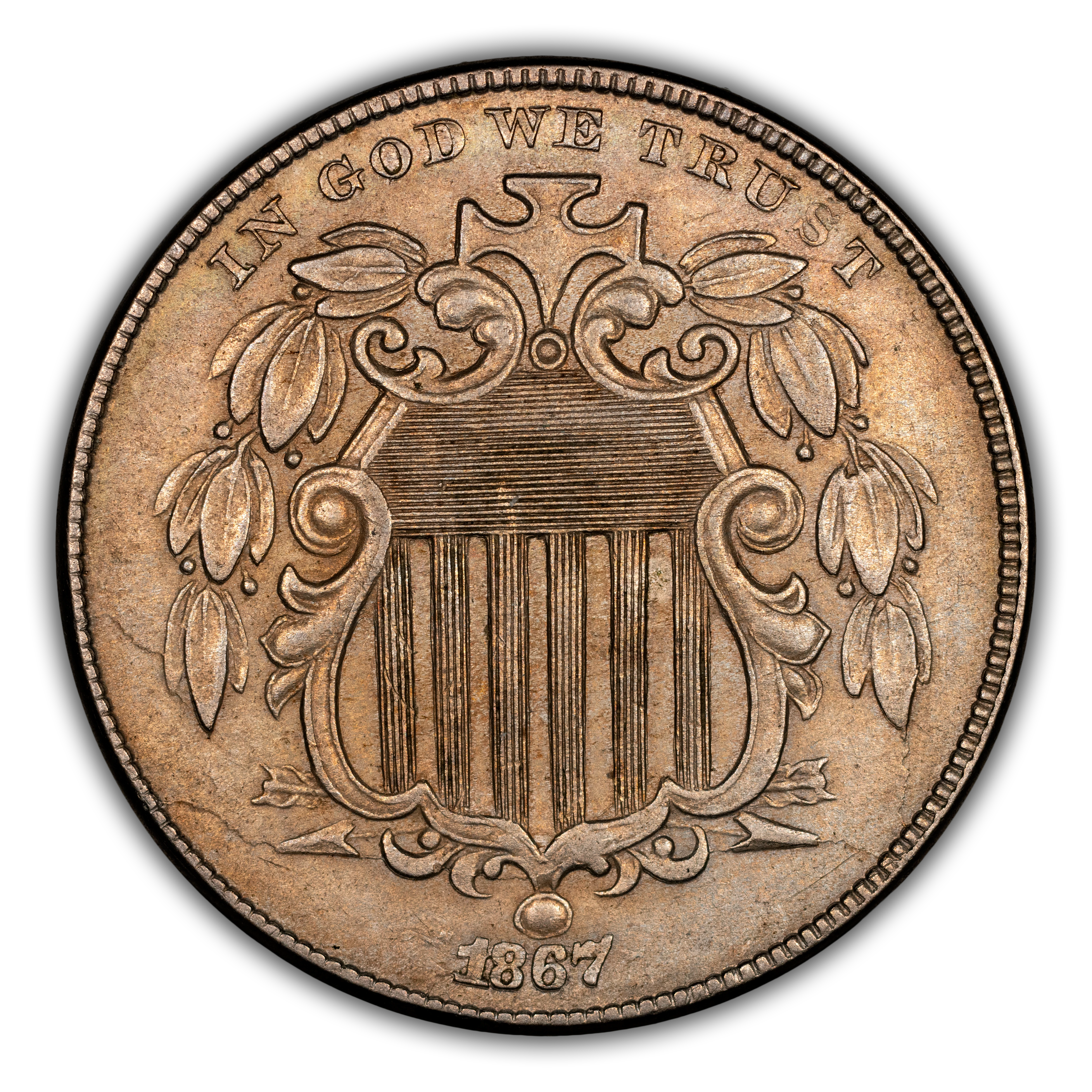 1867 5c Rays, Repunched Date, FS-301 MS