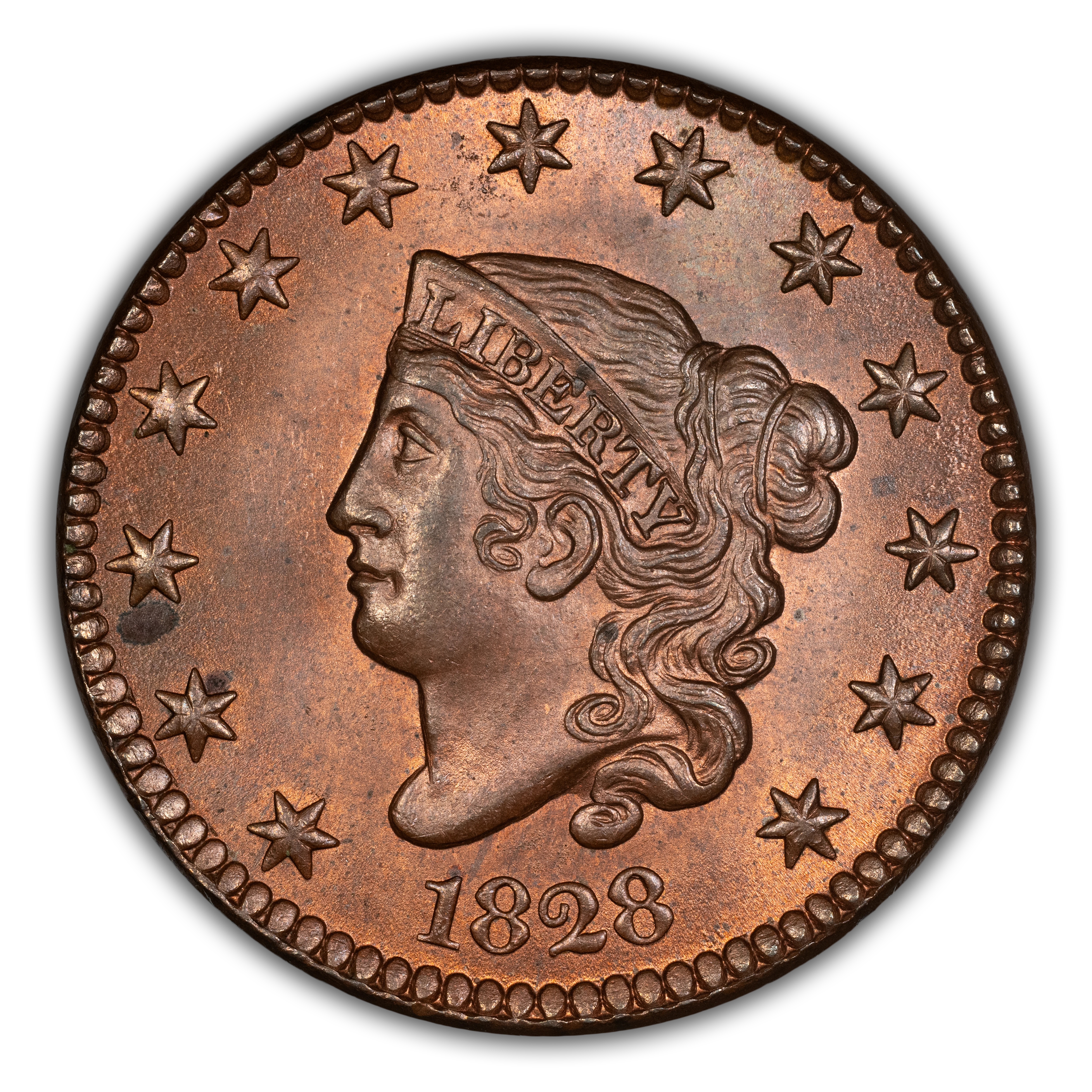 1828 1c Large Narrow Date MS RB