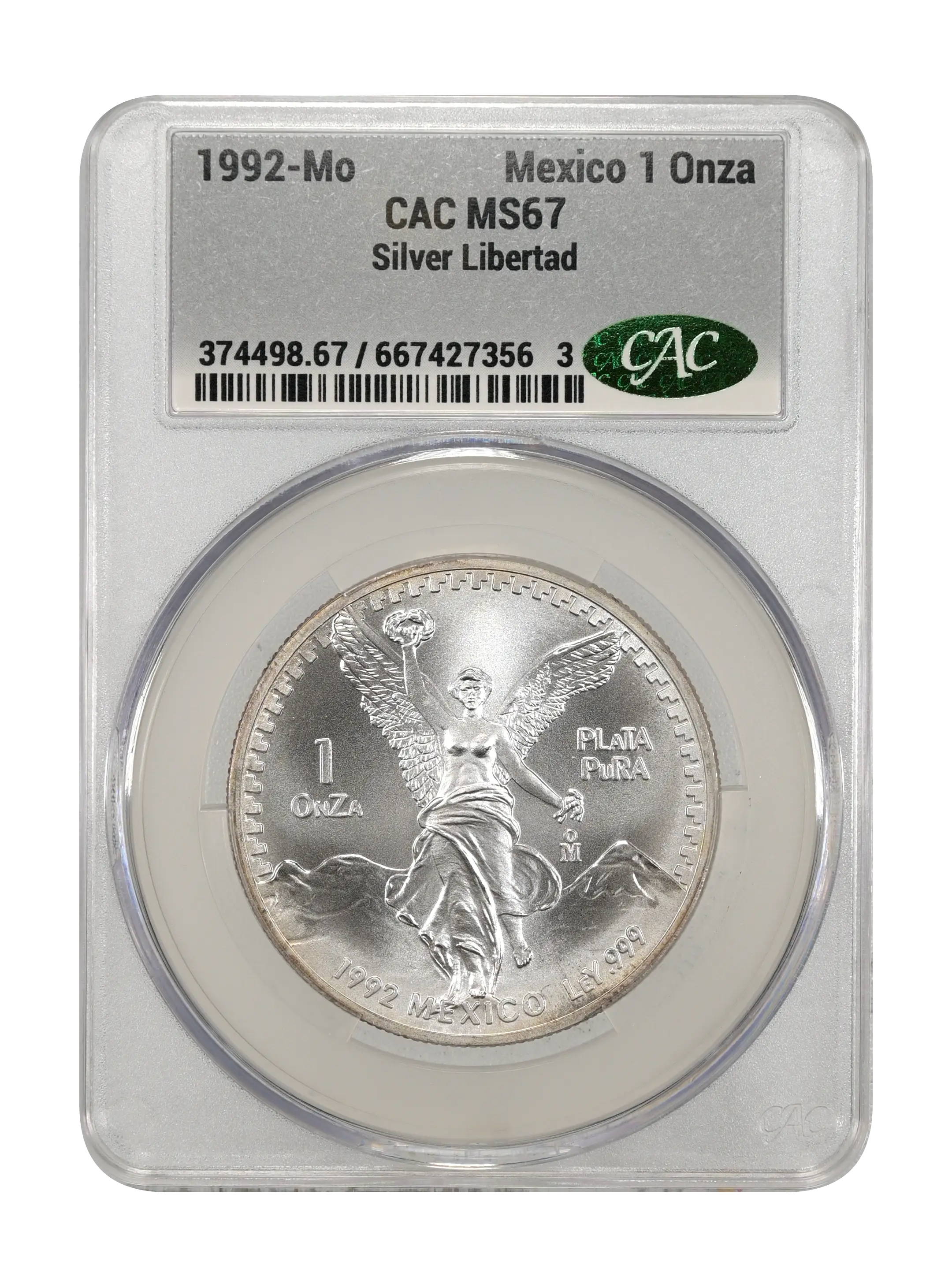 1992-Mo 1 Onza Libertad, Silver MS (KM-494.3) thumbnail 5
