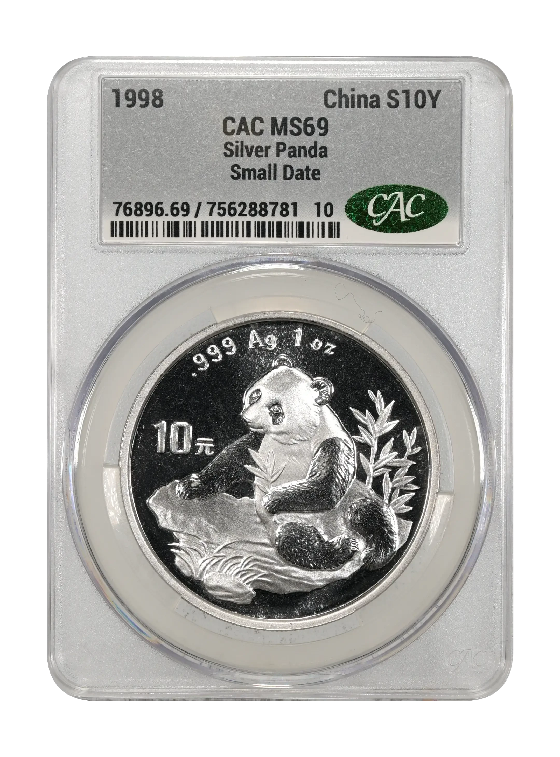 China 1998 Silver Panda 1oz, 10 Yuan Coin Values & Prices | Greysheet
