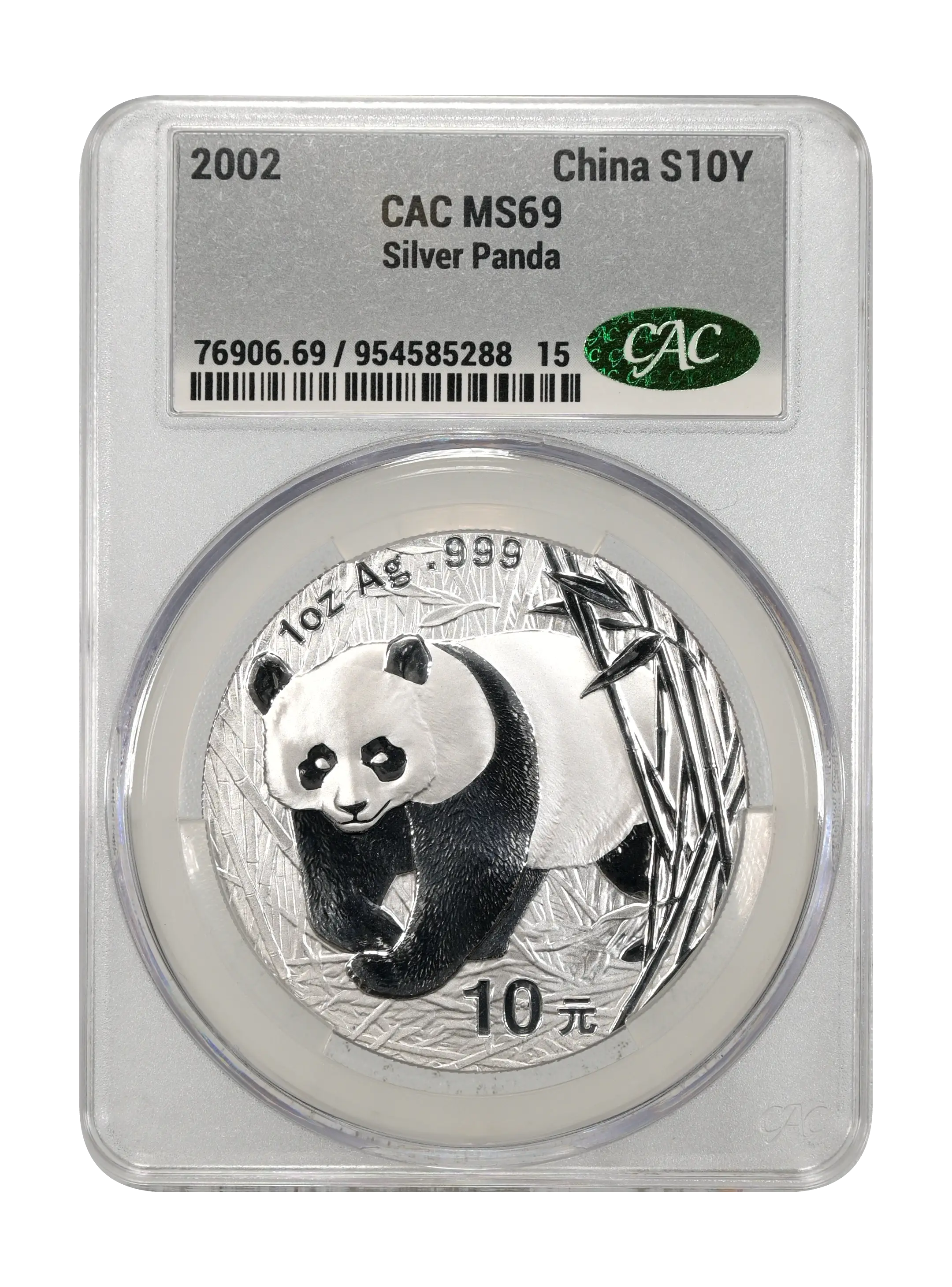 2002 S10Y 1oz Silver, Panda MS