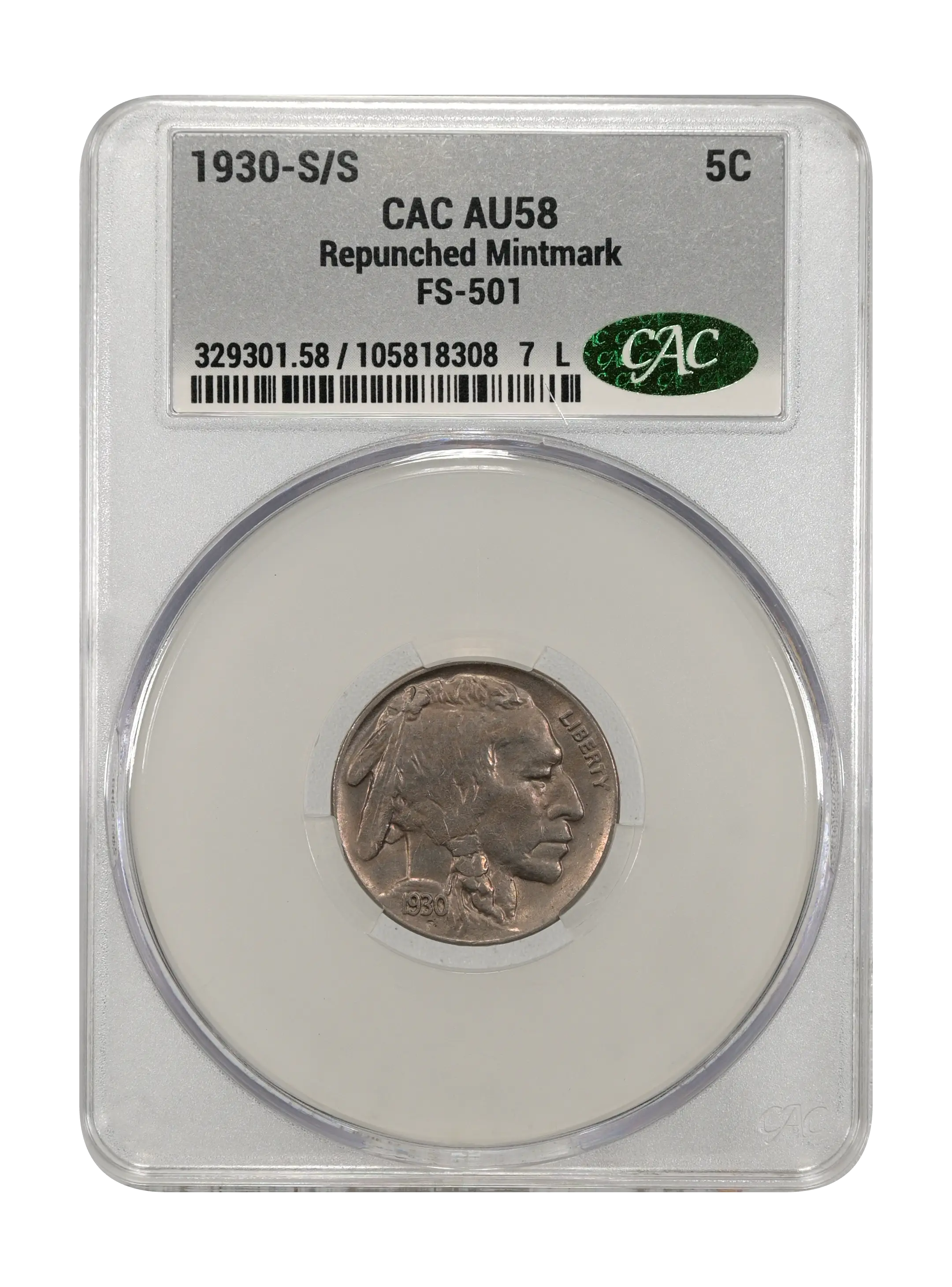 1930-S/S 5c Repunched Mintmark, FS-501 MS thumbnail 3