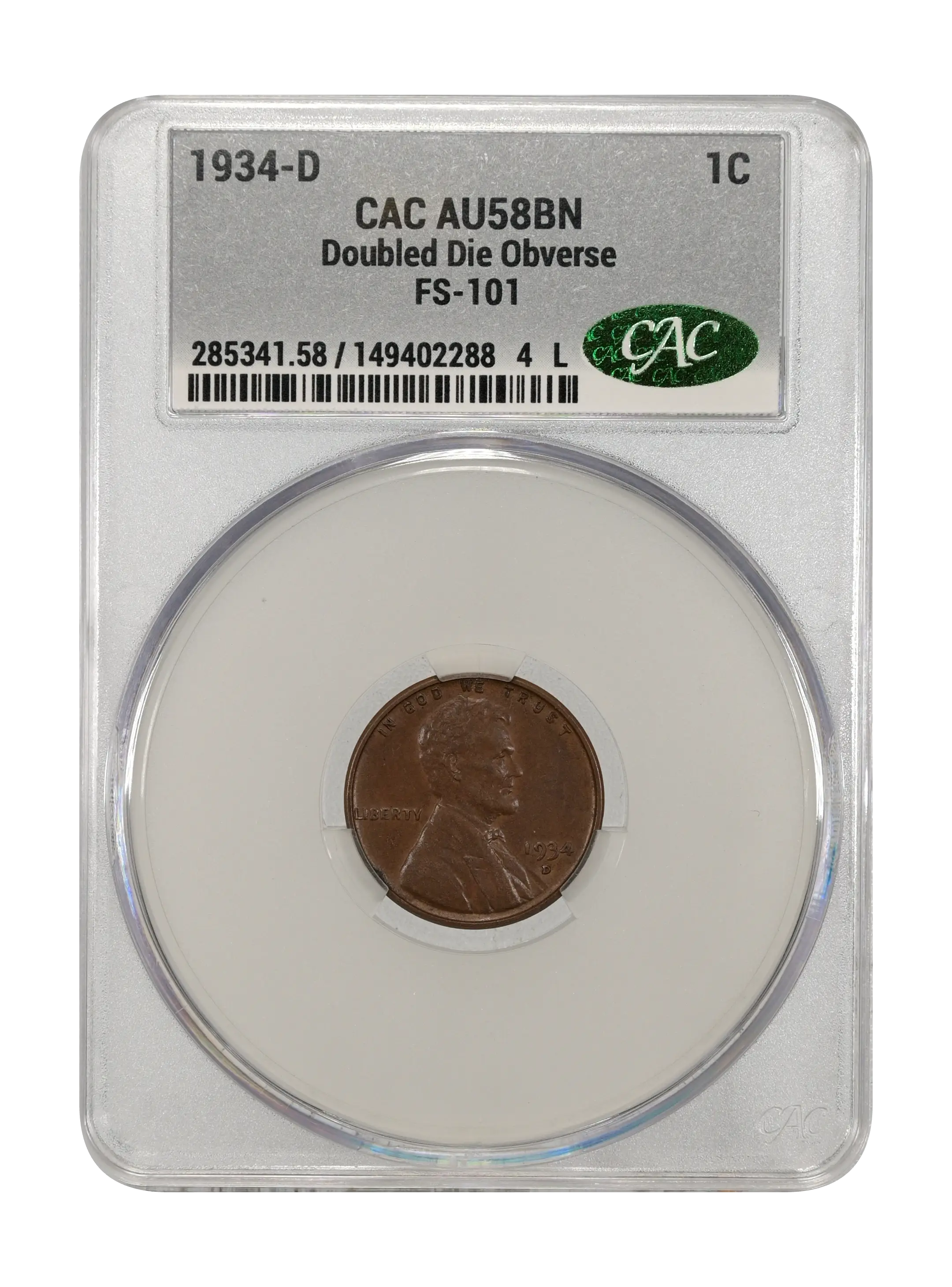 1934-D 1c Doubled Die Obverse, FS-101 MS BN thumbnail 3