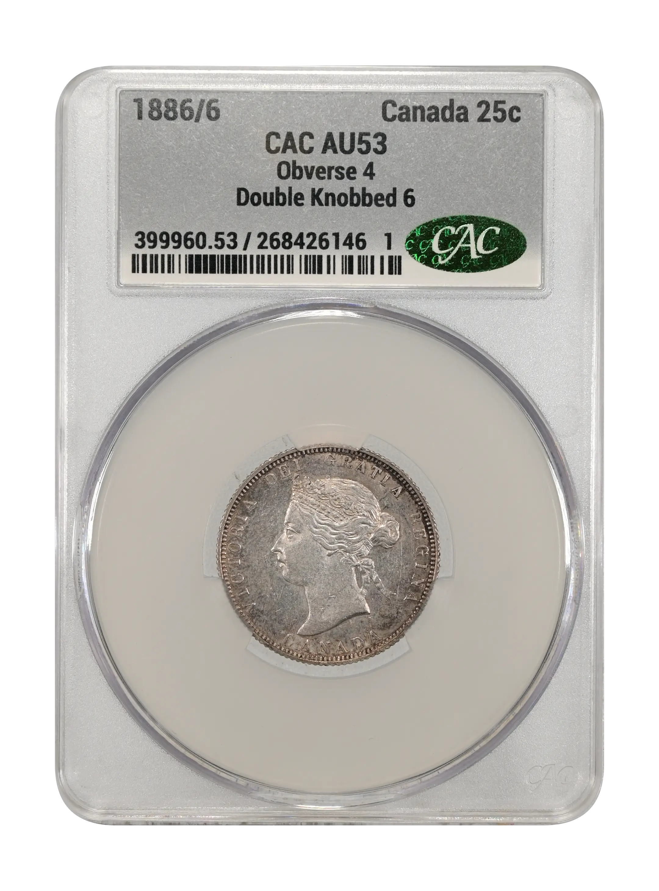 1886/6 25c Obverse 4, Double Knobbed 6 MS thumbnail 3