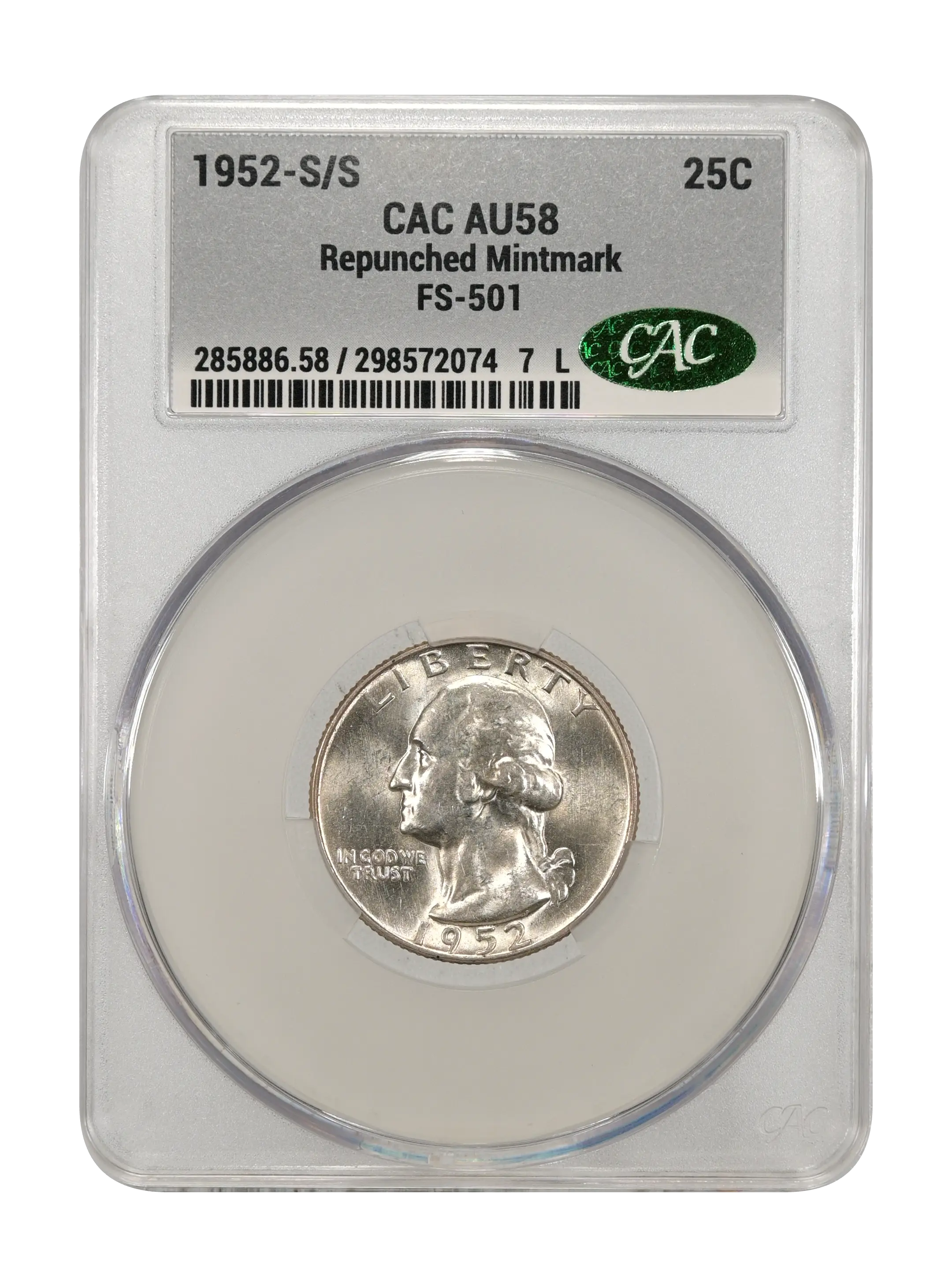 1952-S/S 25c Repunched Mintmark, FS-501 MS thumbnail 9