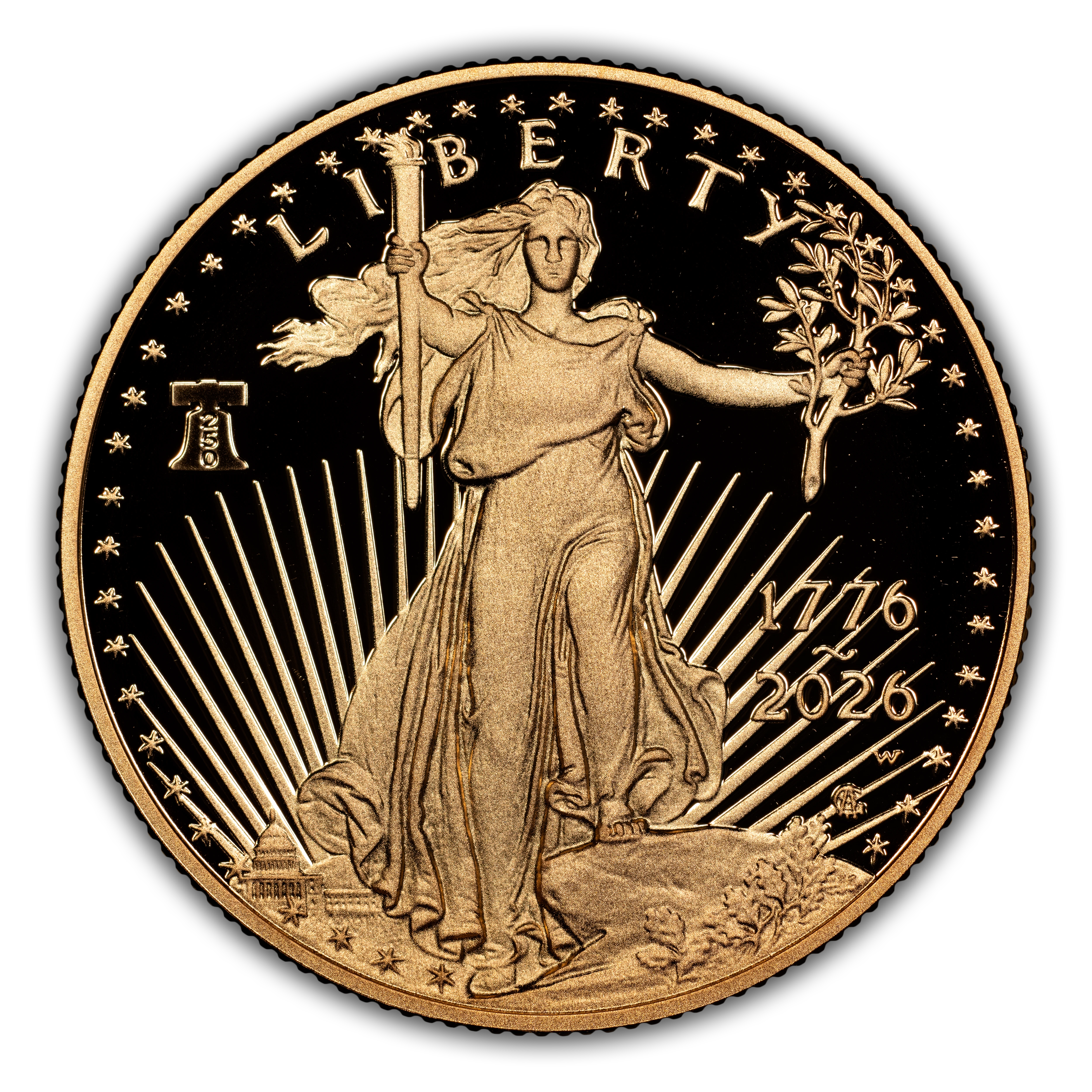 1776~2026-W $25  Gold Eagle, Liberty Bell Privy, 250th Anniversary PR DCAM thumbnail 3