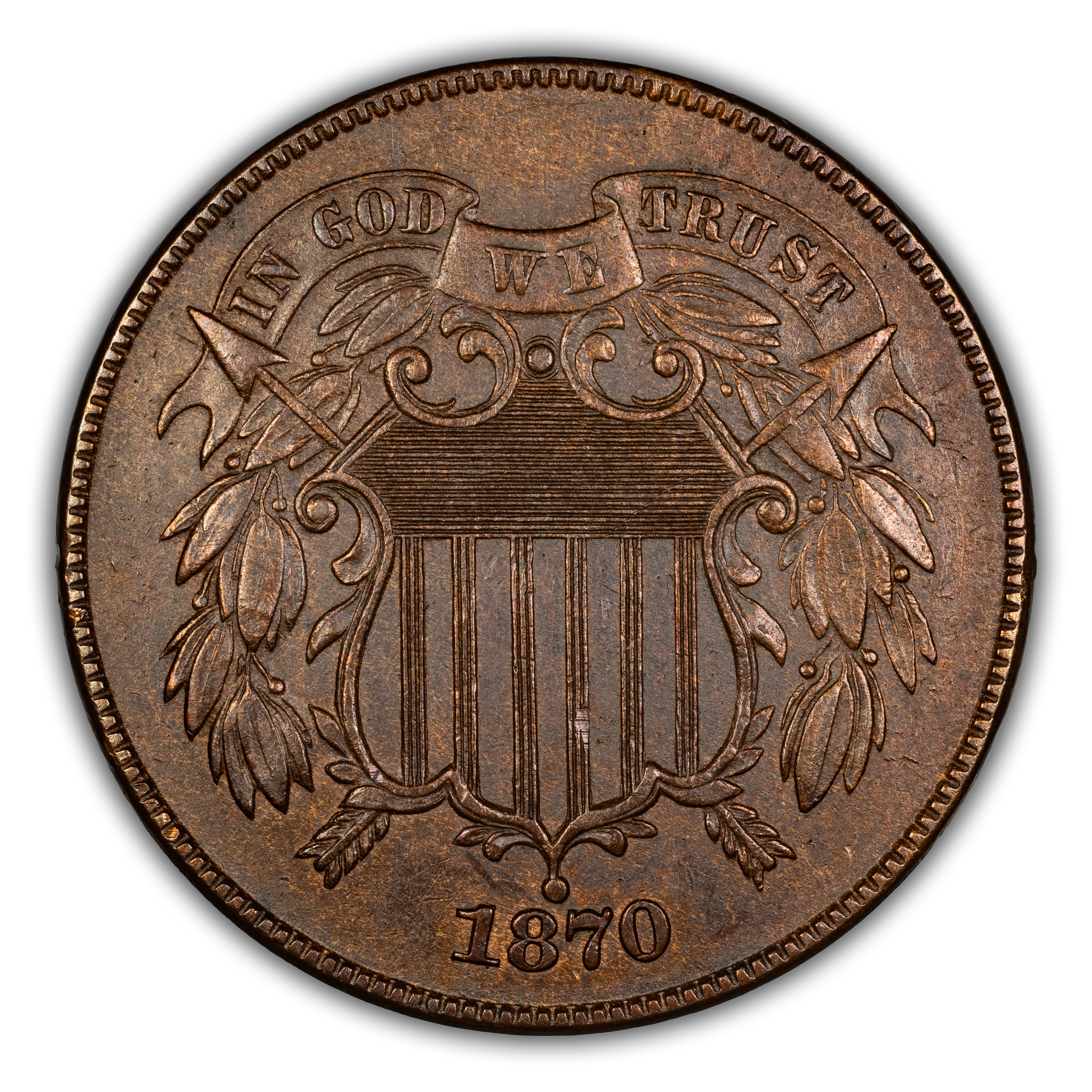 1870 2c Doubled Die Obverse , FS-101 MS BN thumbnail 2