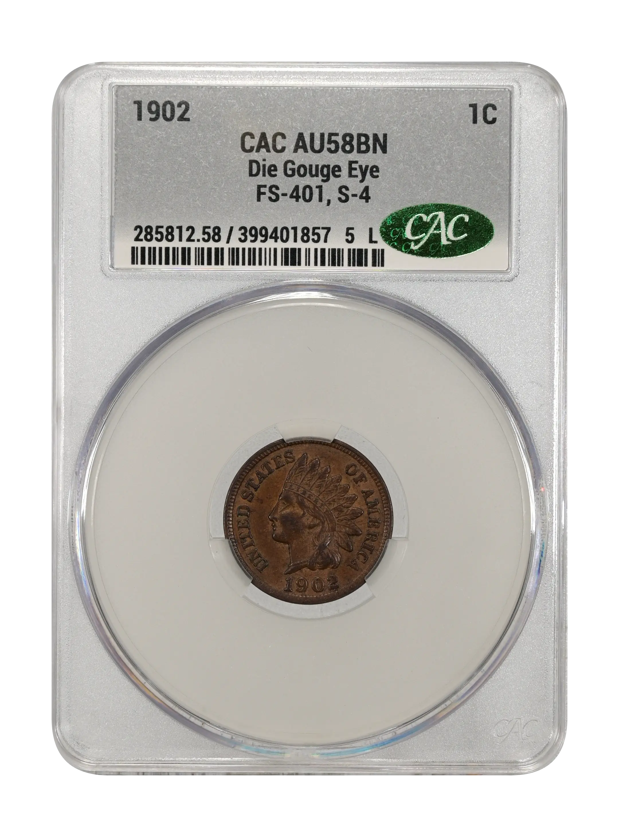 1902 1c Die Gouge, FS-401, S-4 MS BN thumbnail 7