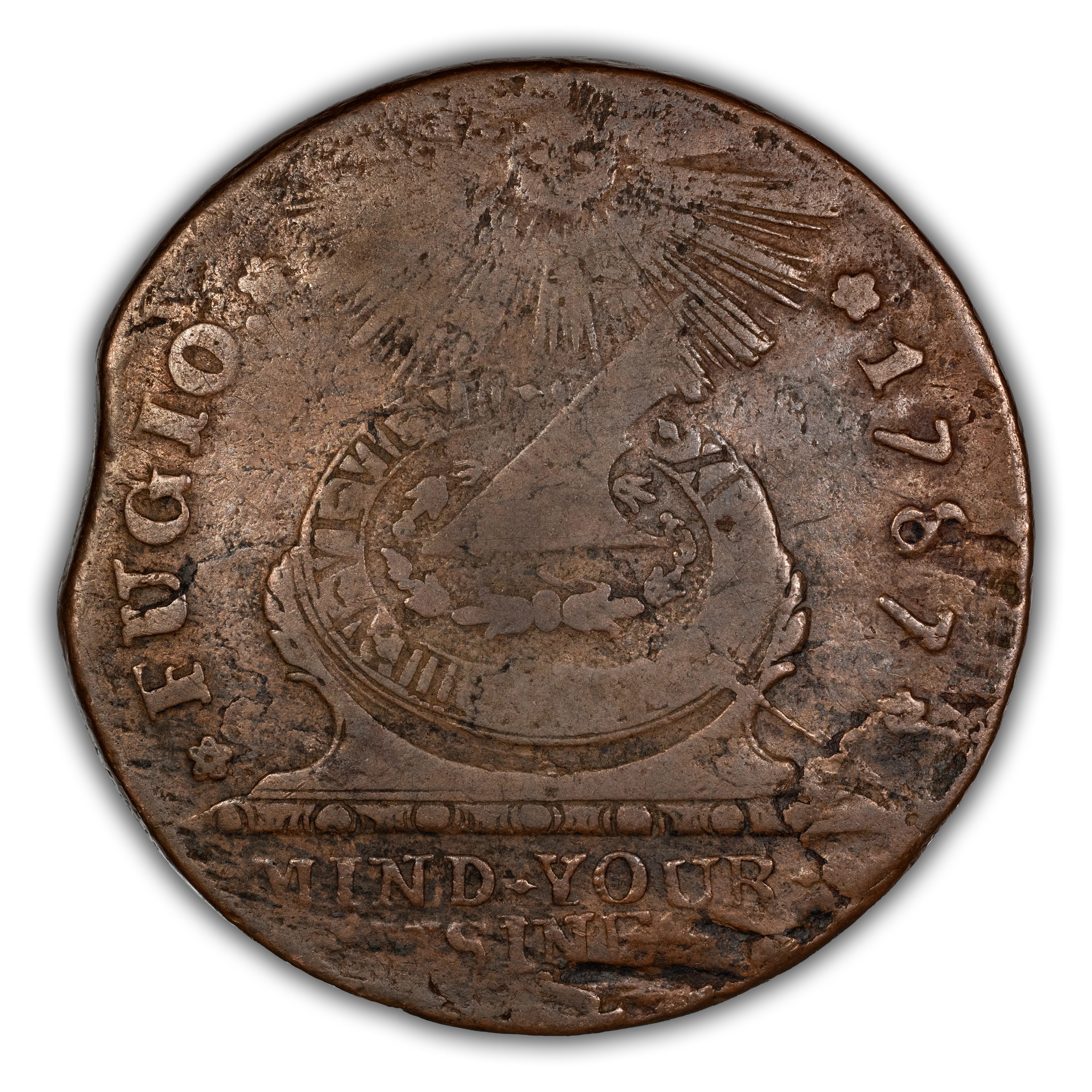 1787 Fugio 1c 4 Cinquefoils, STATES UNITED MS BN thumbnail 3