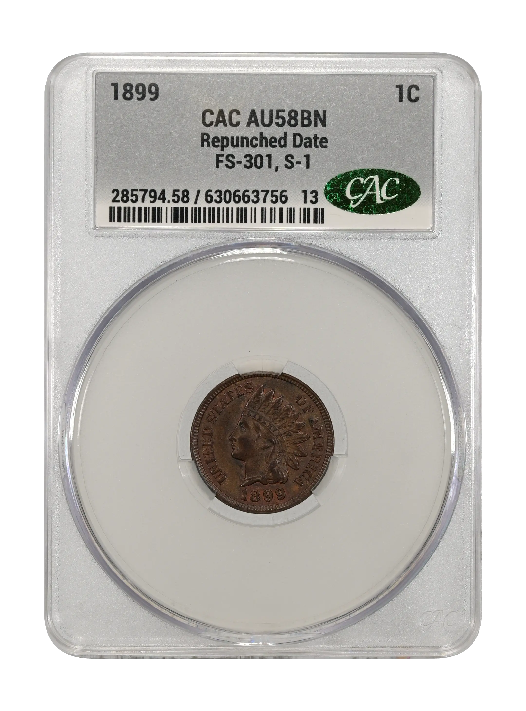 1899 1c Repunched Date, FS-301, S-1 MS BN thumbnail 4