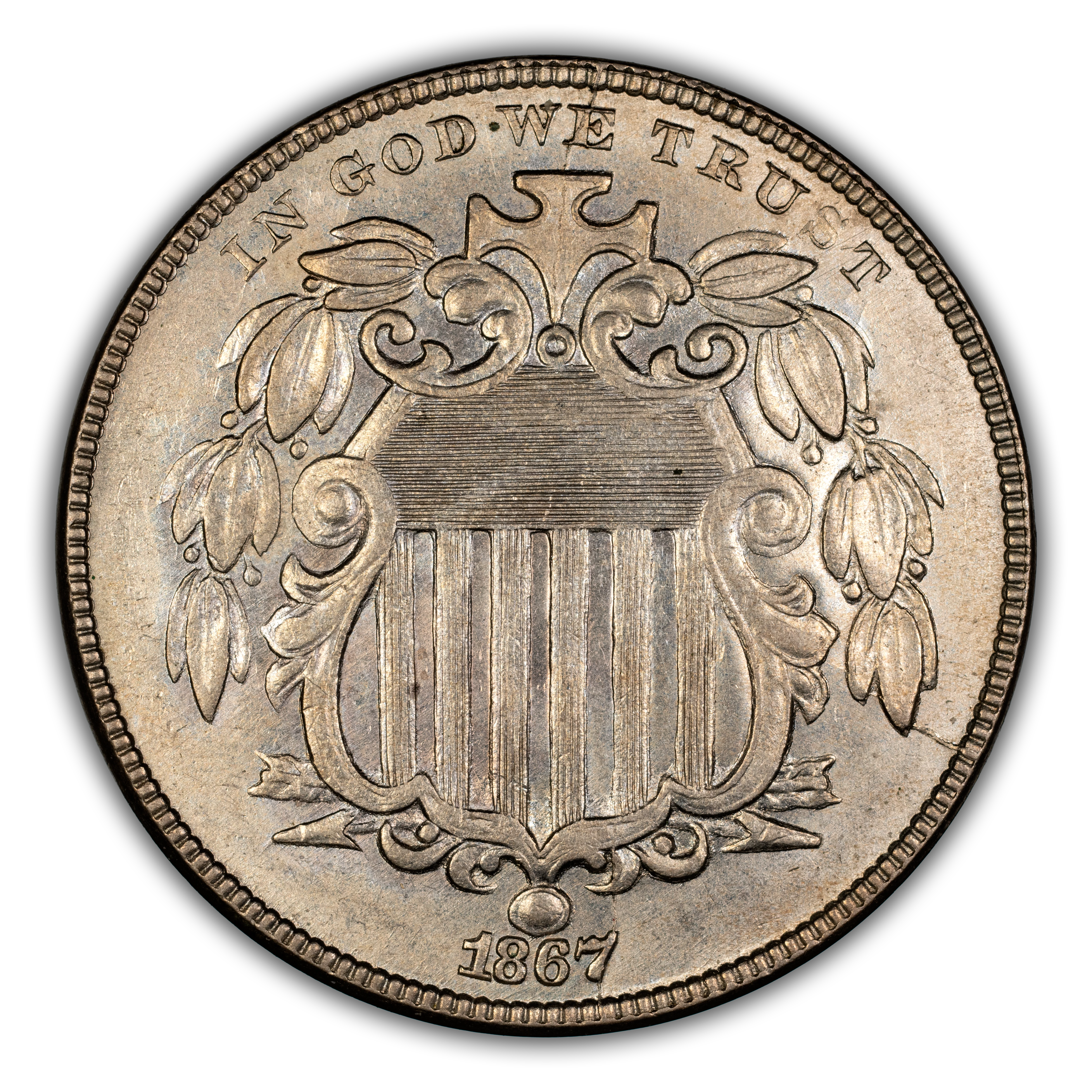 1867 5c Rays, Mis-aligned Die Clash, FS-1401 MS thumbnail 3