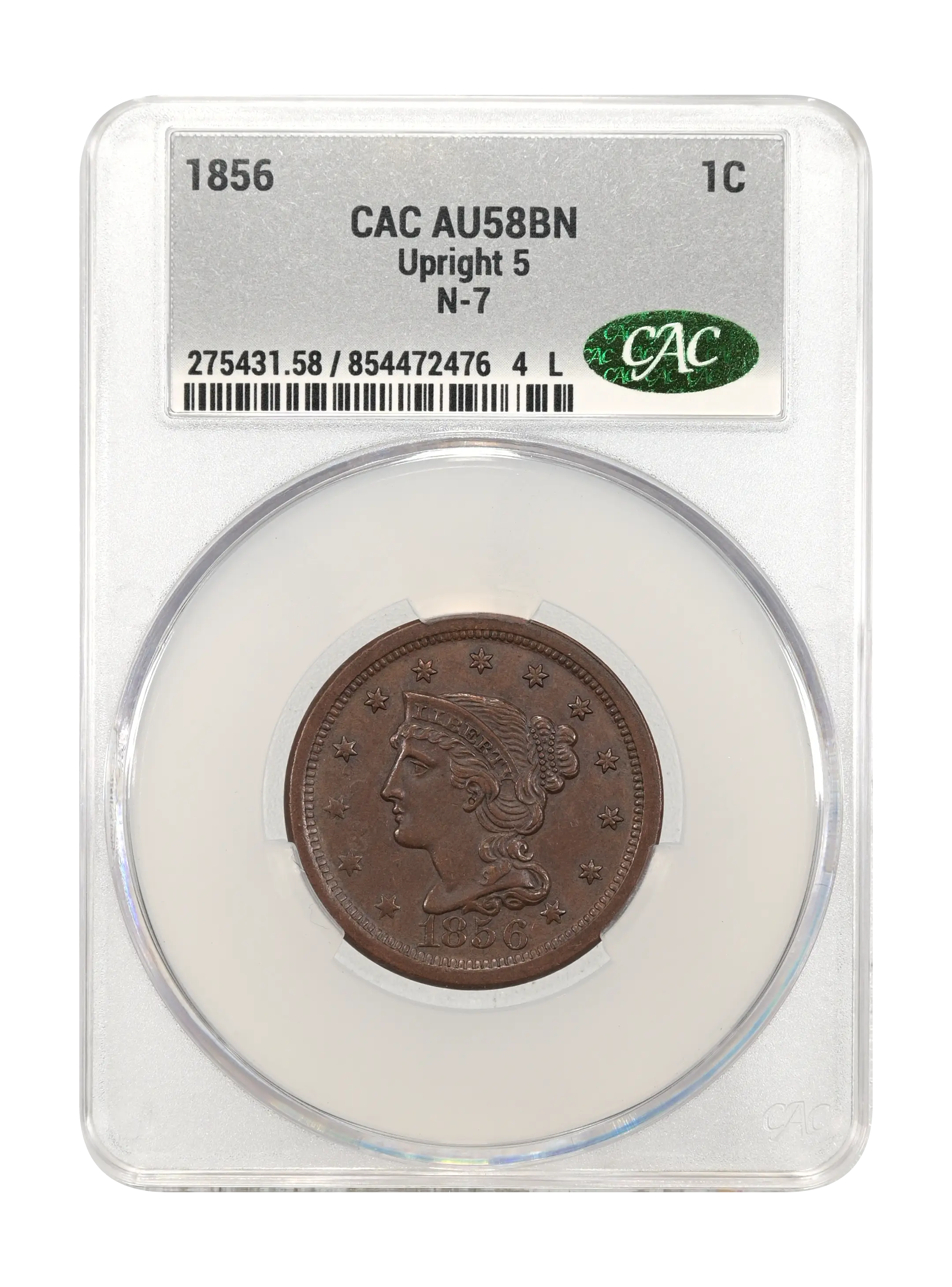 1856 1c Upright 5, N-7 MS BN thumbnail 5