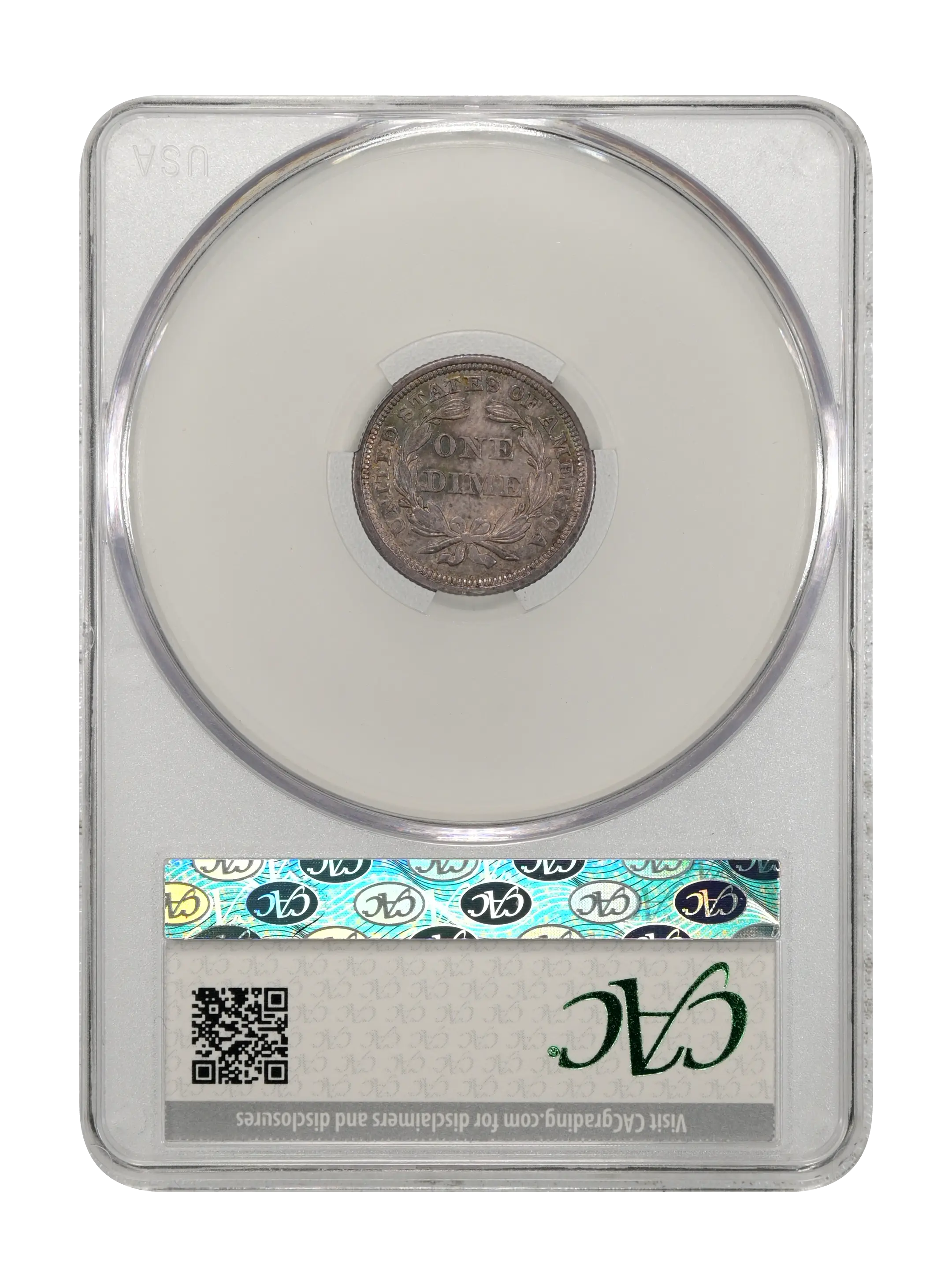 1842 10c Obverse Rim Cud, F-103A MS thumbnail 4