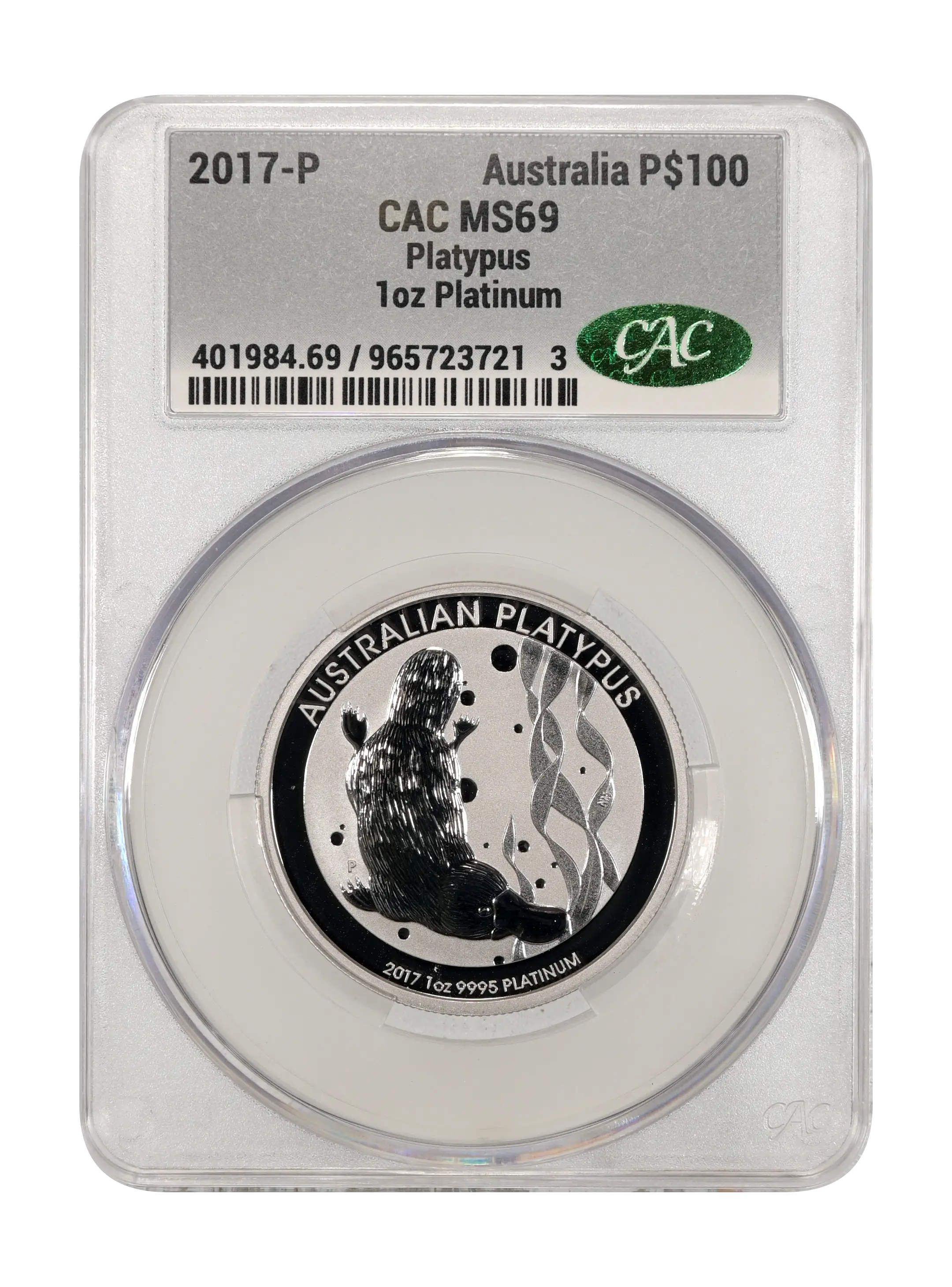 2017-P P$100 1oz Platinum, Platypus MS