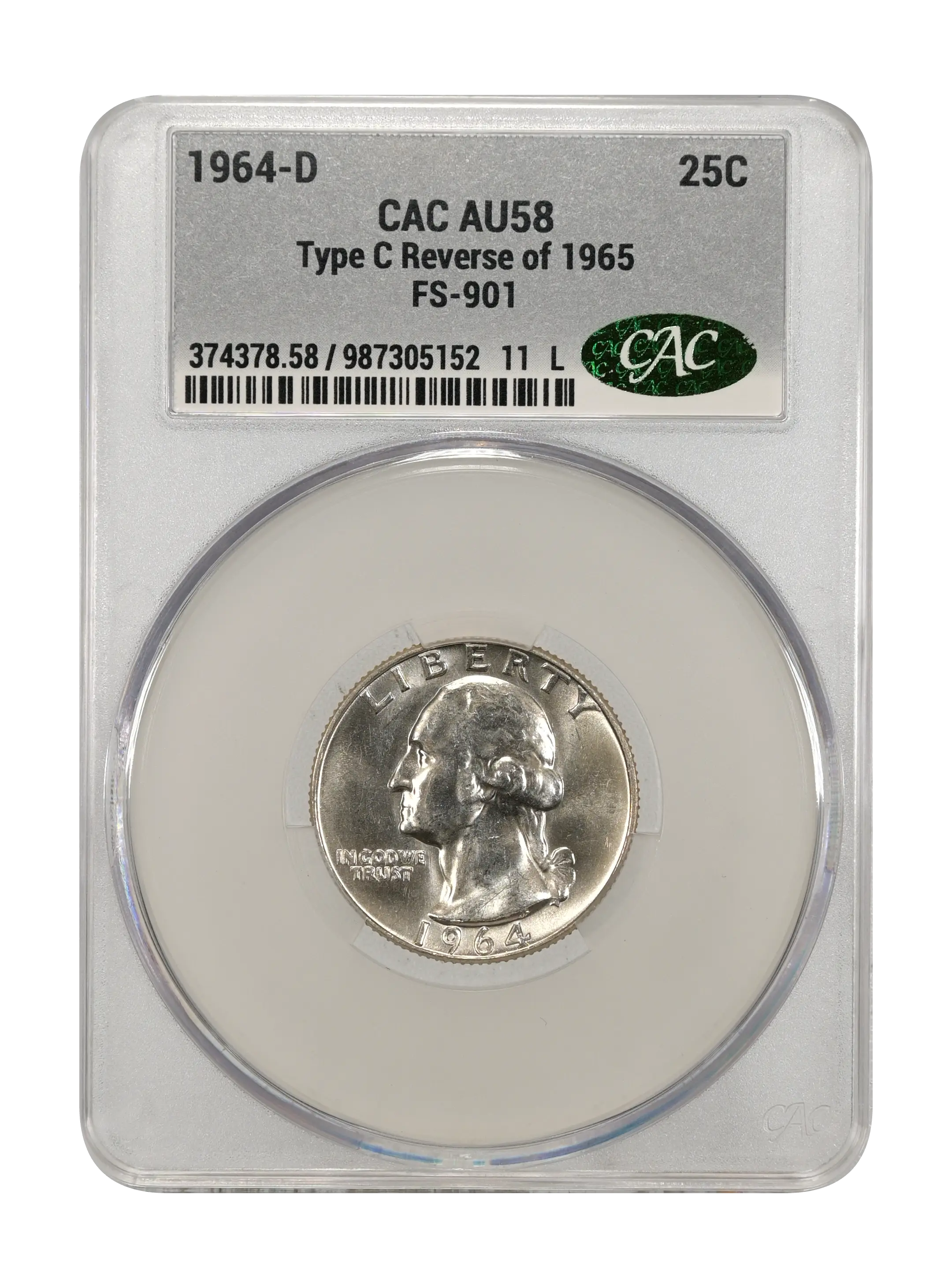 1964-D 25c Type C Reverse of 1965, FS-901 MS thumbnail 5
