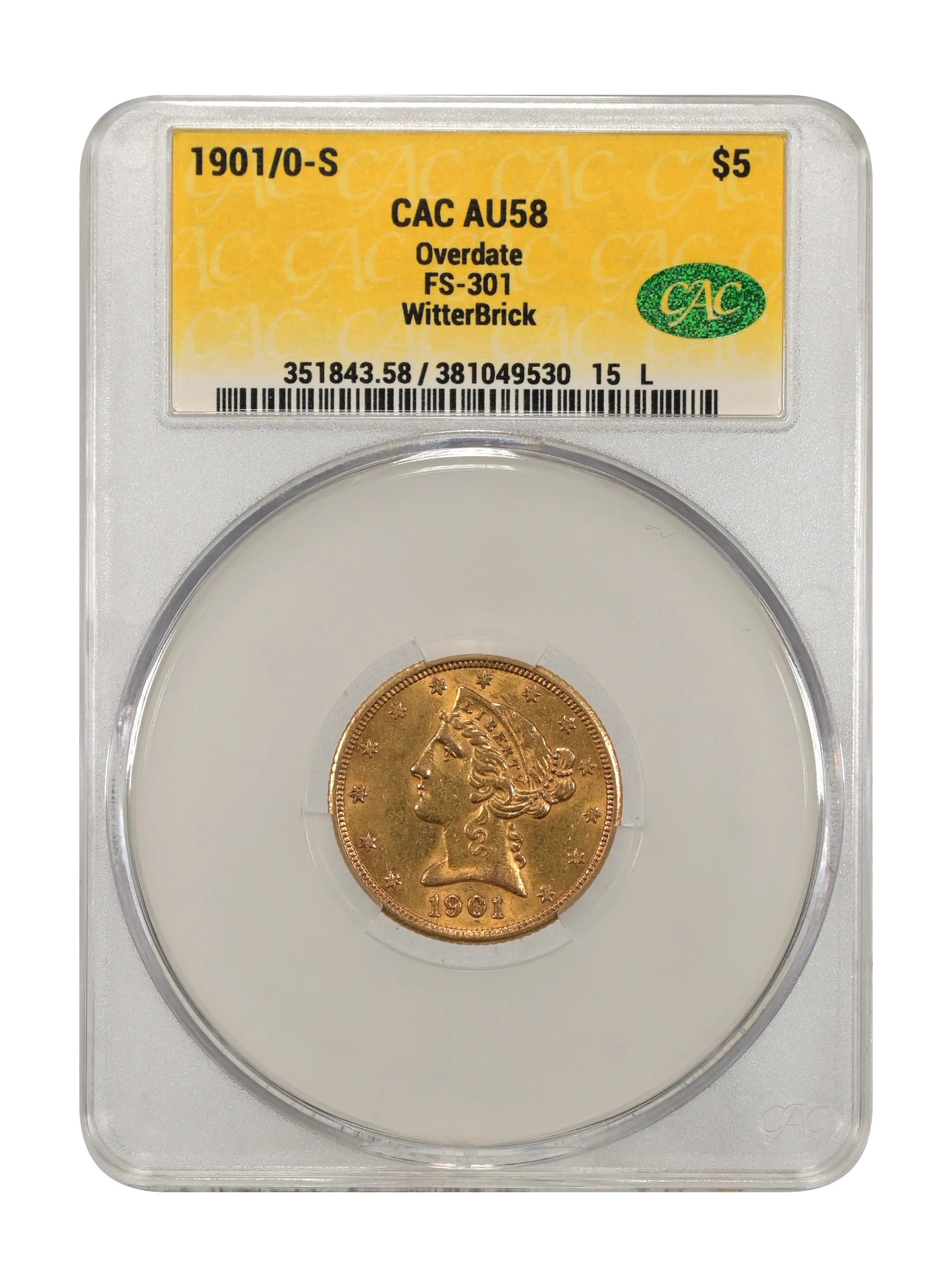 1901/0-S $5  Overdate, FS-301 MS thumbnail 4