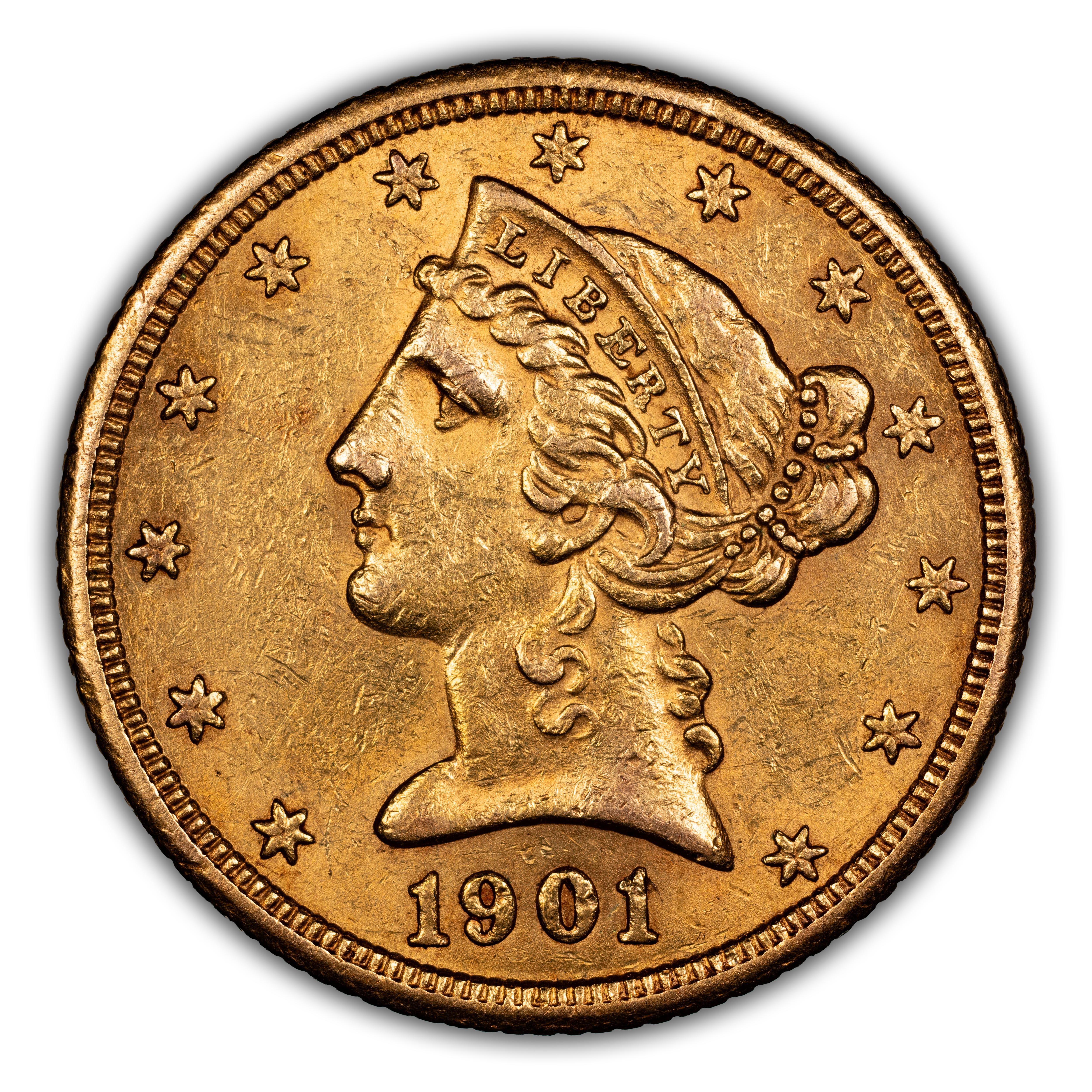 1901/0-S $5 Overdate, FS-301 MS