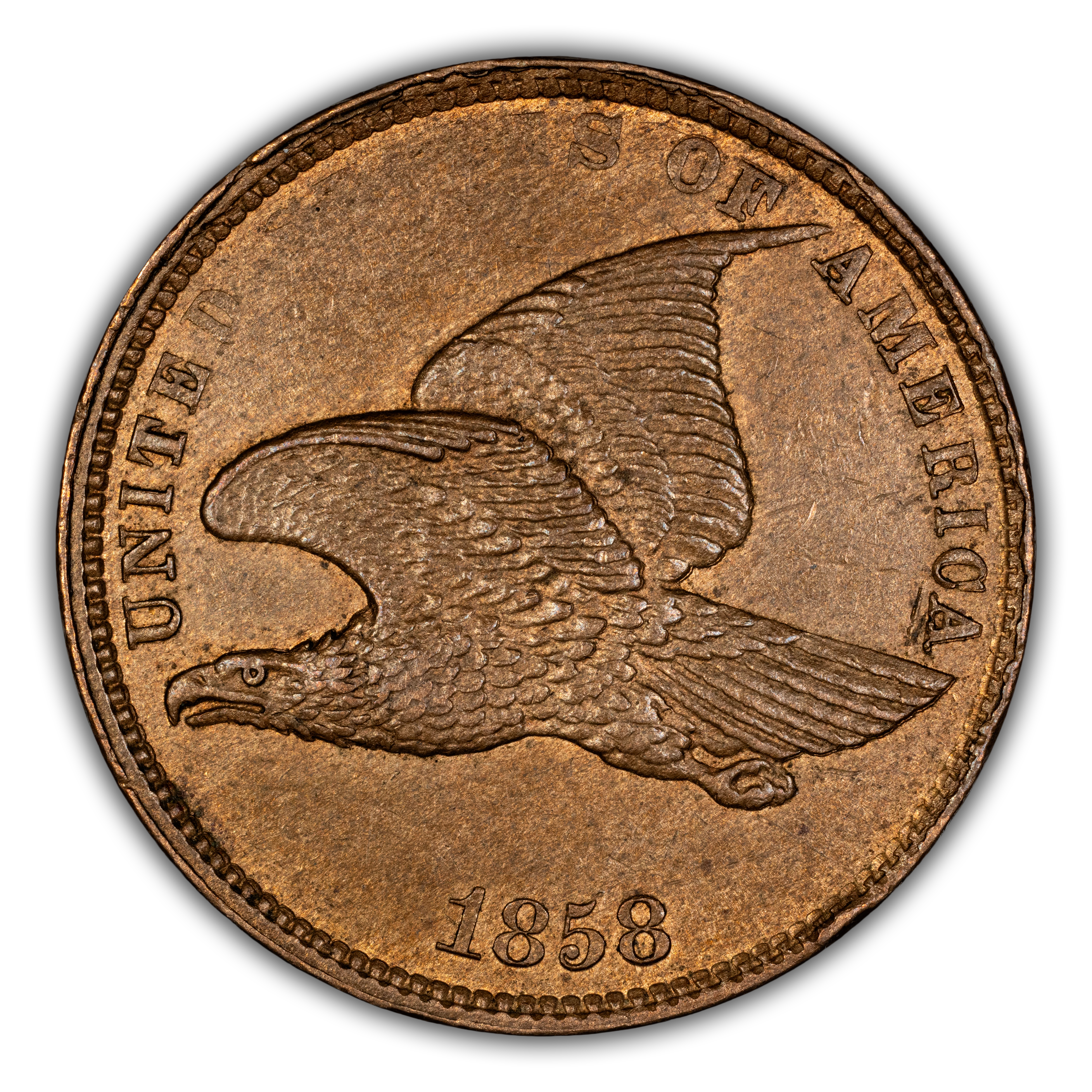 1858 1c Flying Eagle, Small Letters MS thumbnail 3