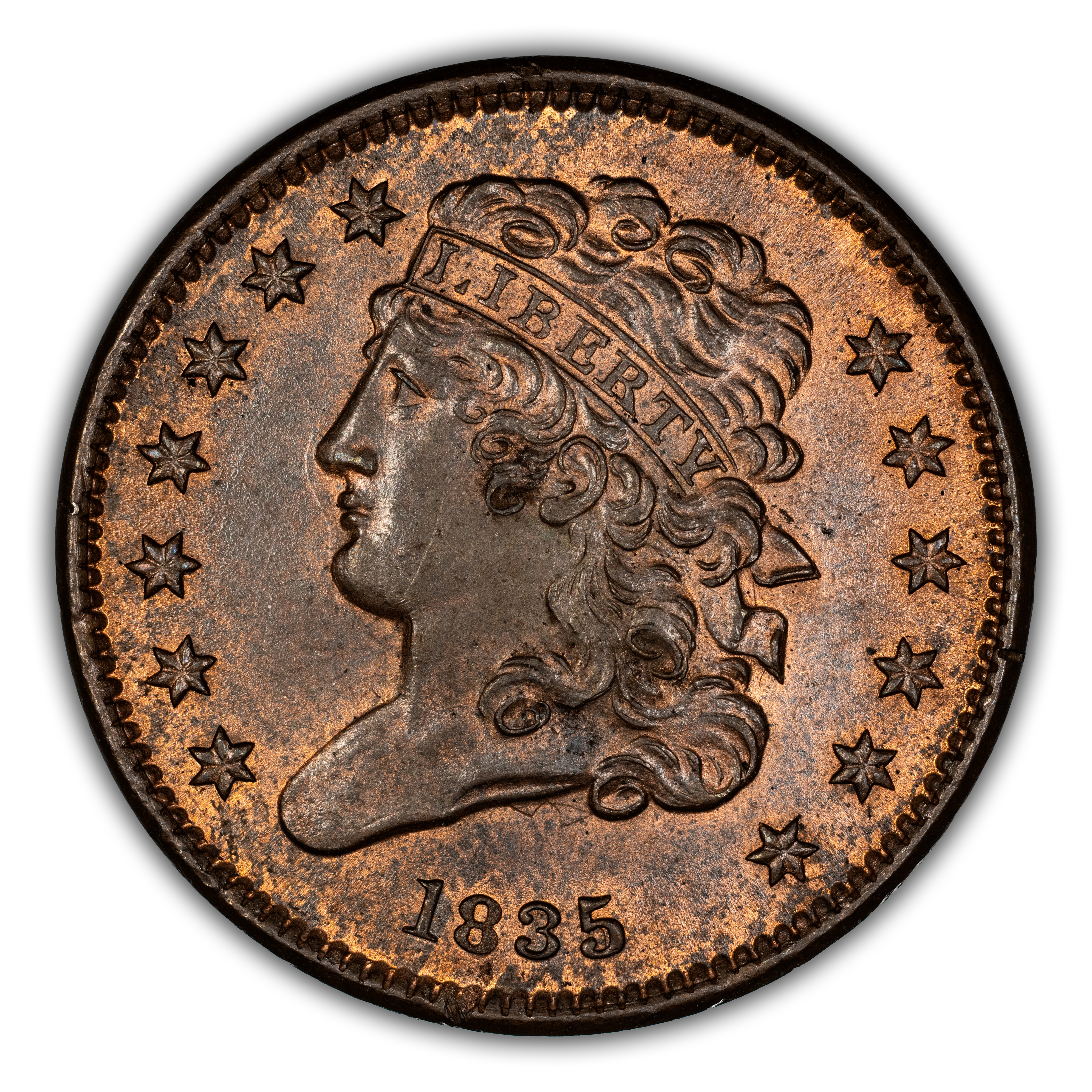 1835 1/2c MS RB