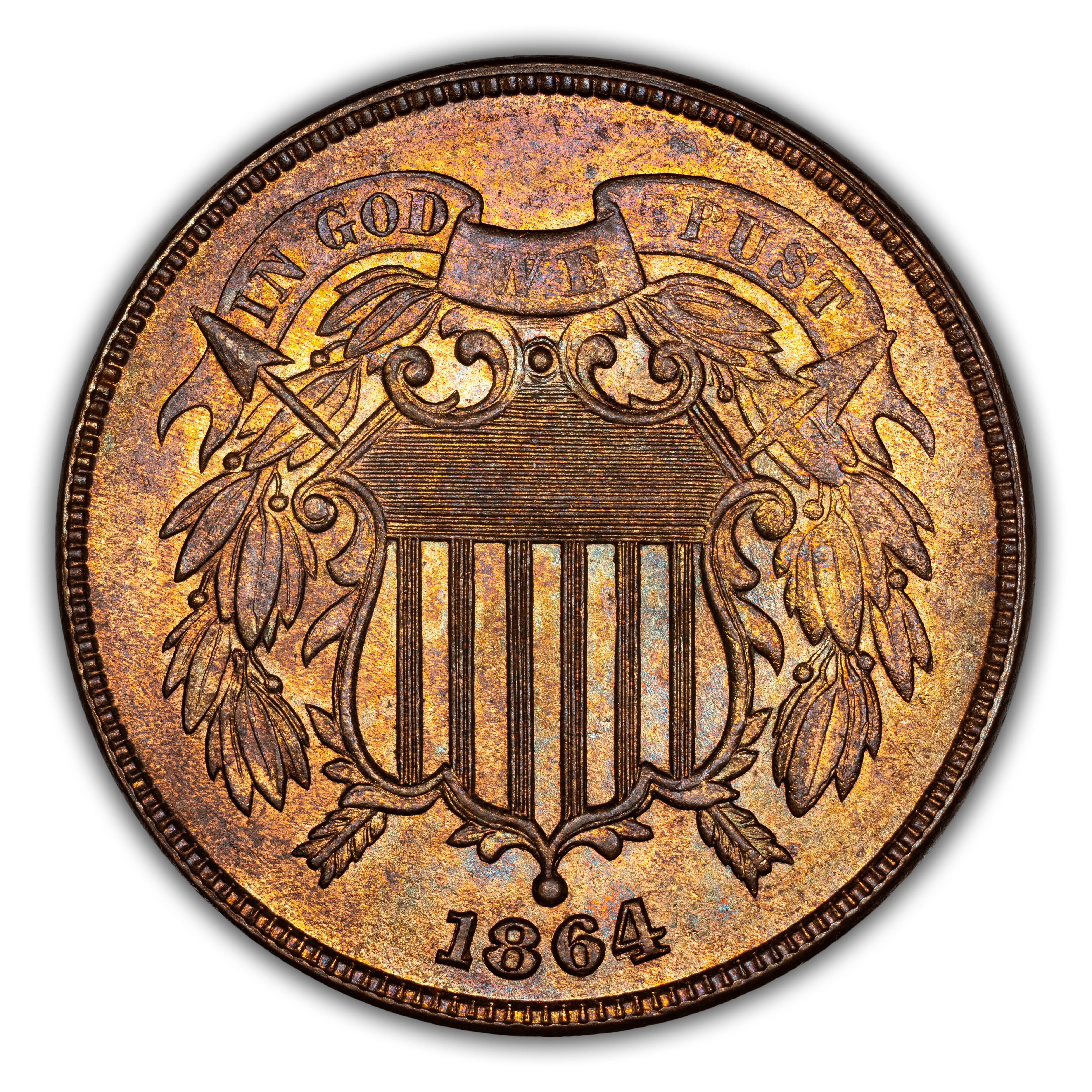 2-Cent Piece Set 2c no 1867 DDO, 10 Coins MS RB thumbnail 12
