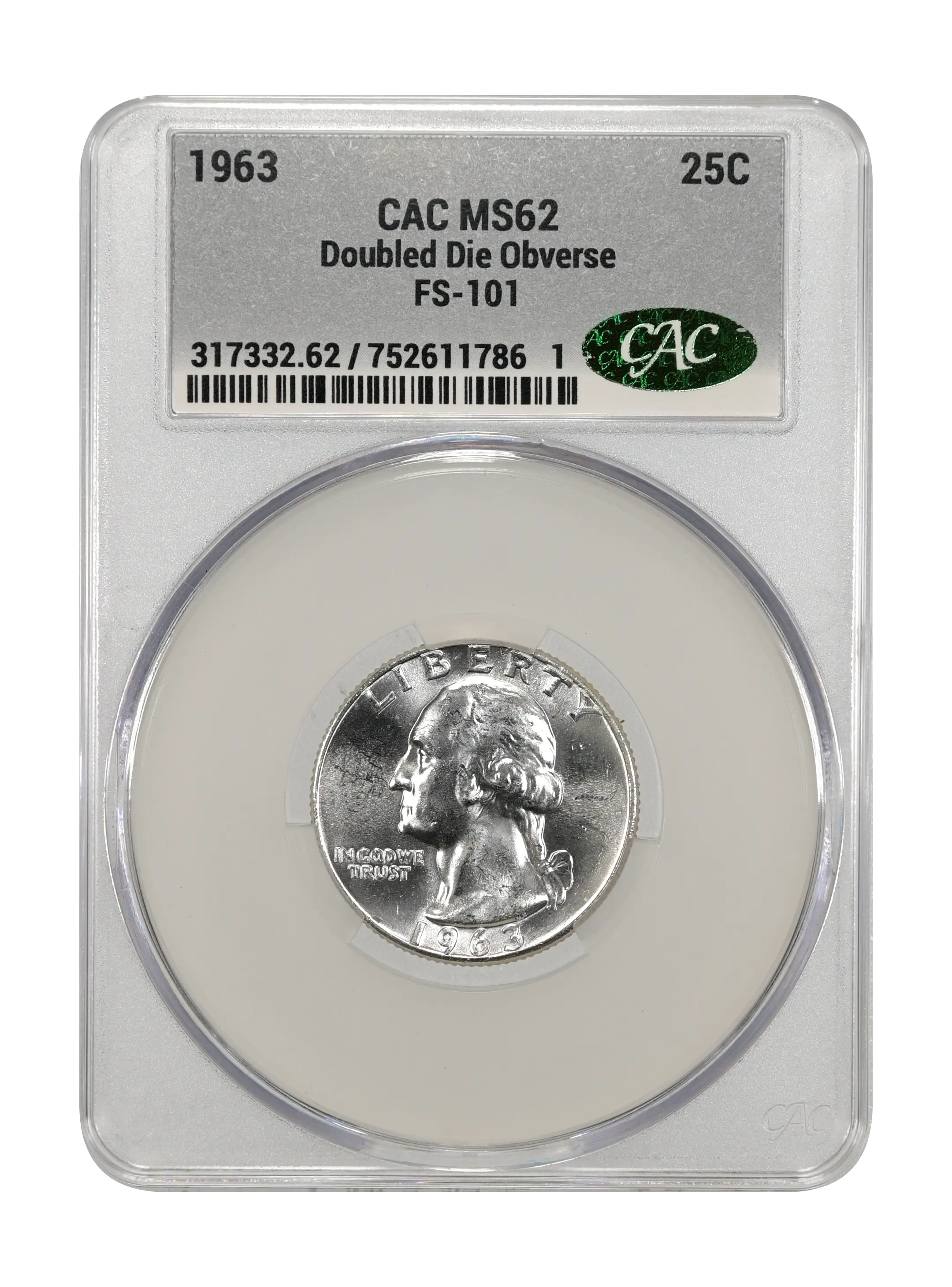 1963 25c Doubled Die Obverse, FS-101 MS thumbnail 11