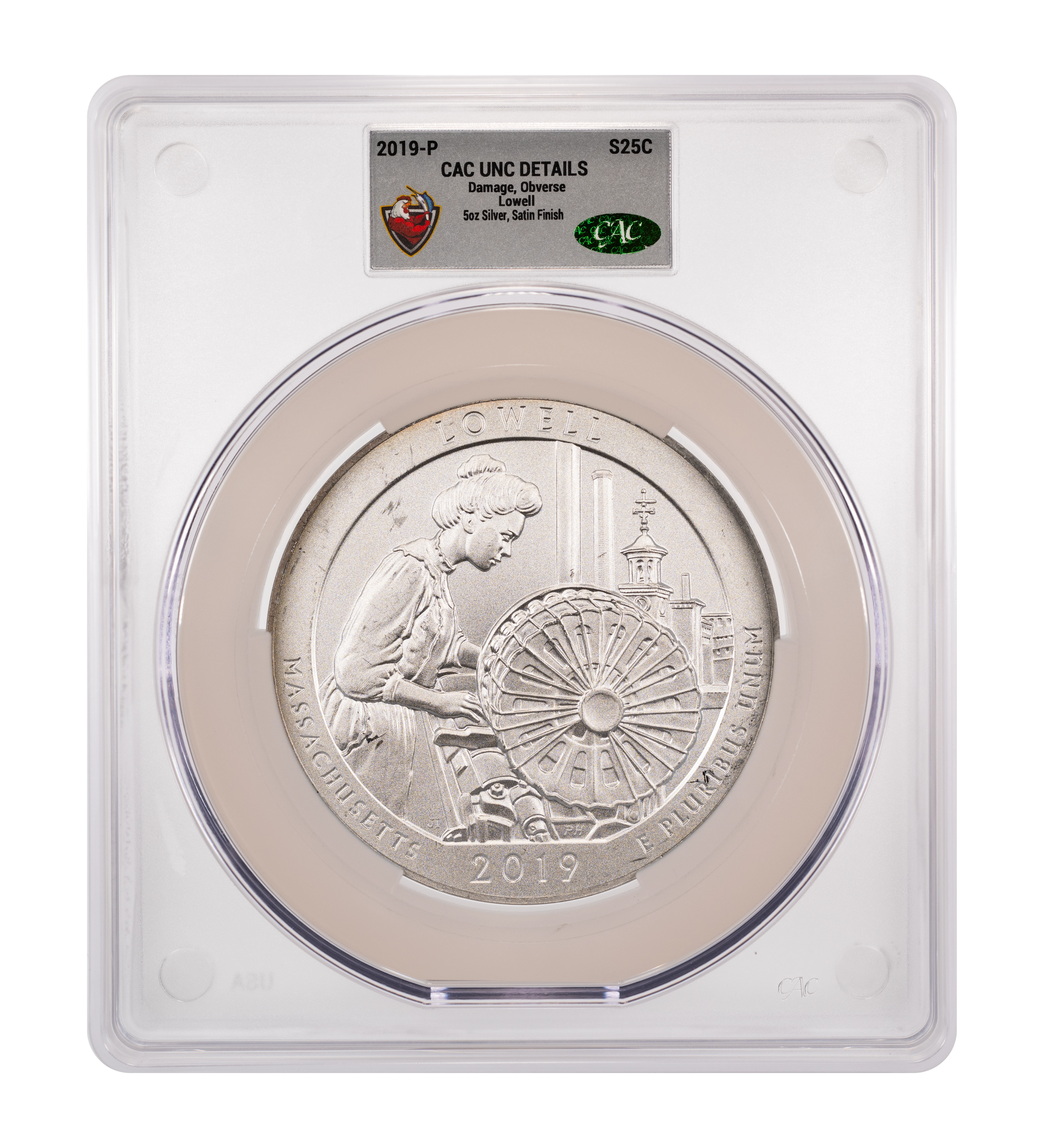 2019-P S25c Lowell, 5oz Silver, Satin Finish SP thumbnail 3