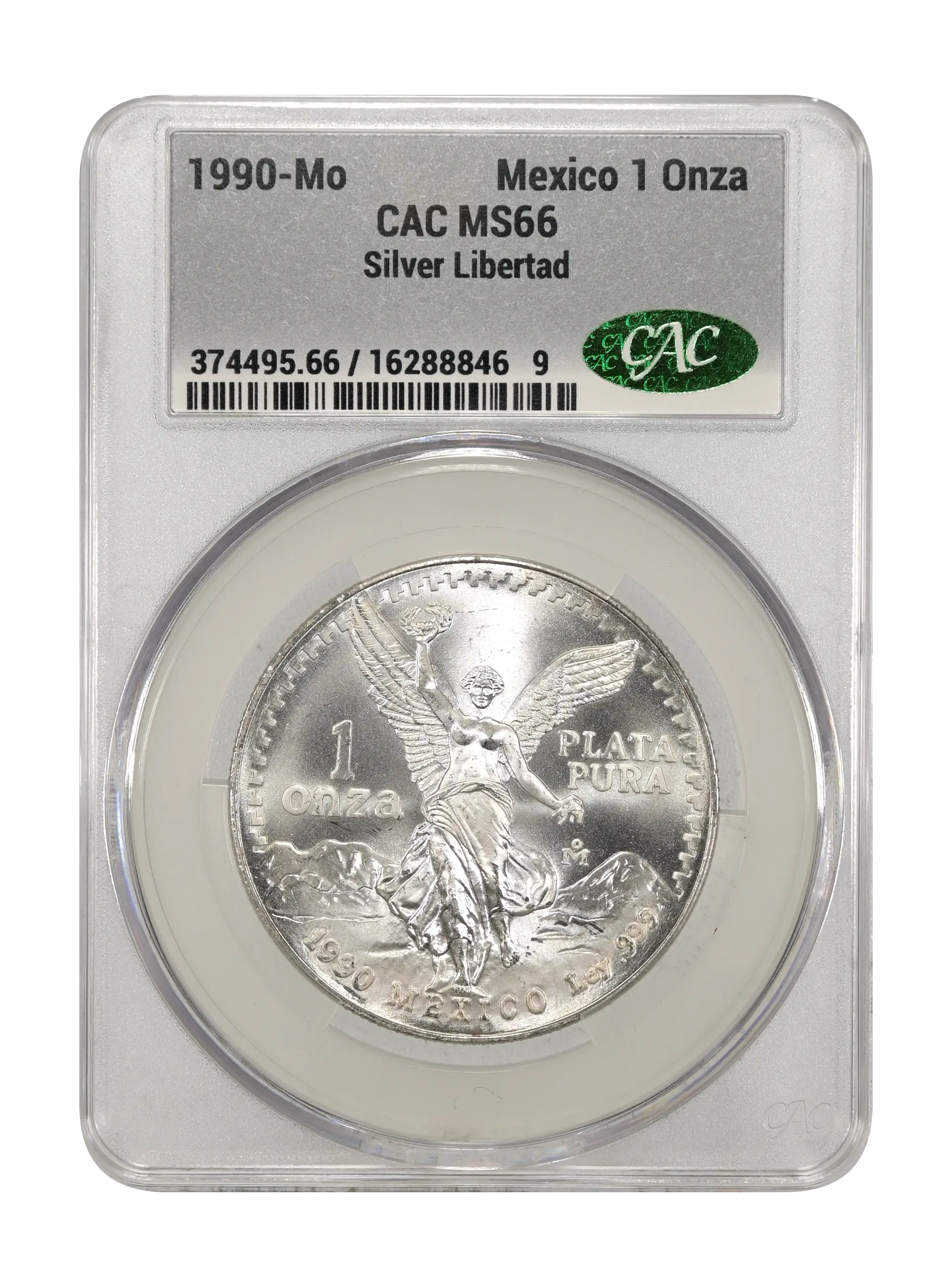 1990-Mo 1 Onza Libertad, Silver MS (KM-494.2) thumbnail 4