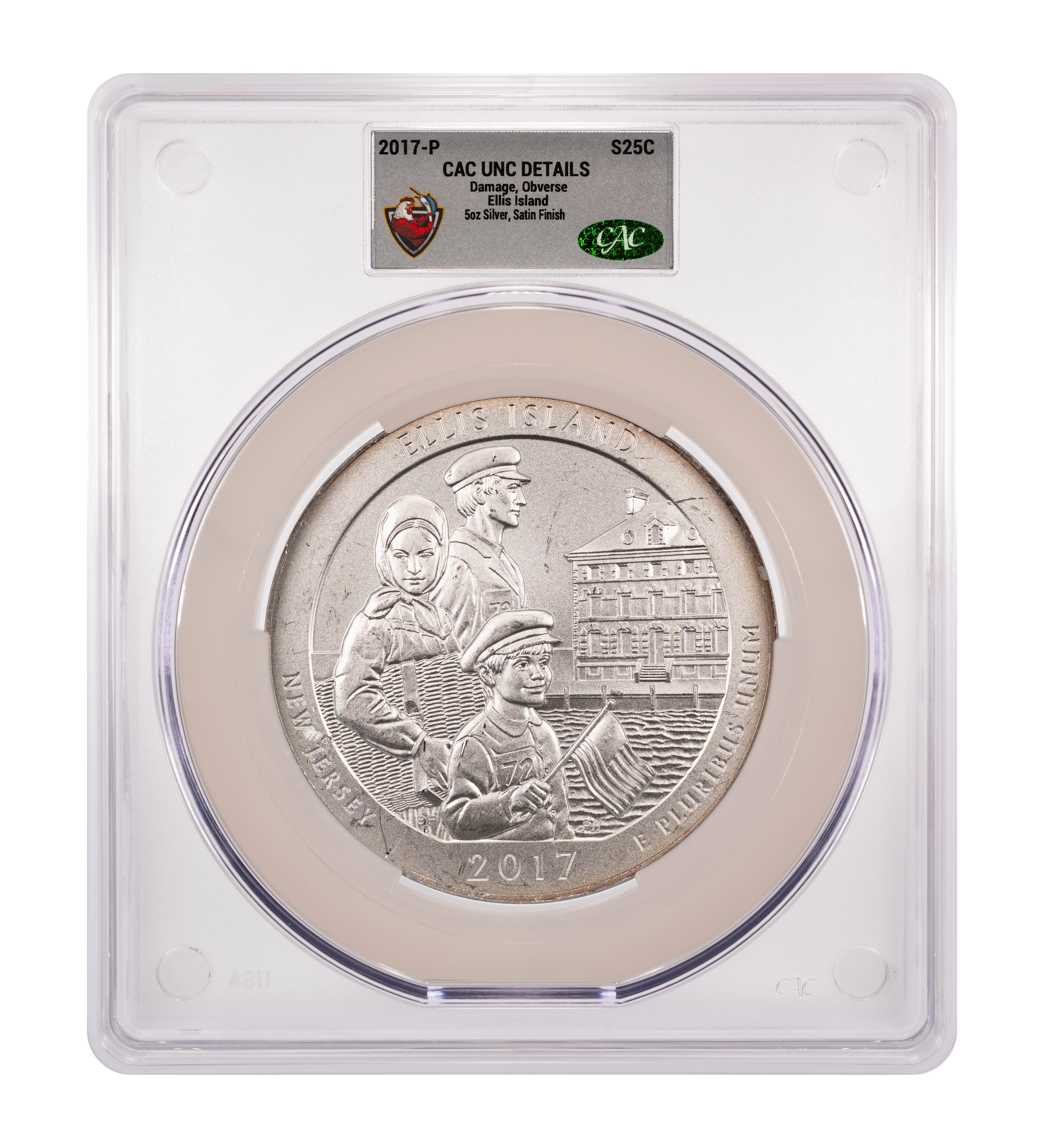 2017-P S25c Ellis Island , 5oz Silver, Satin Finish SP thumbnail 2