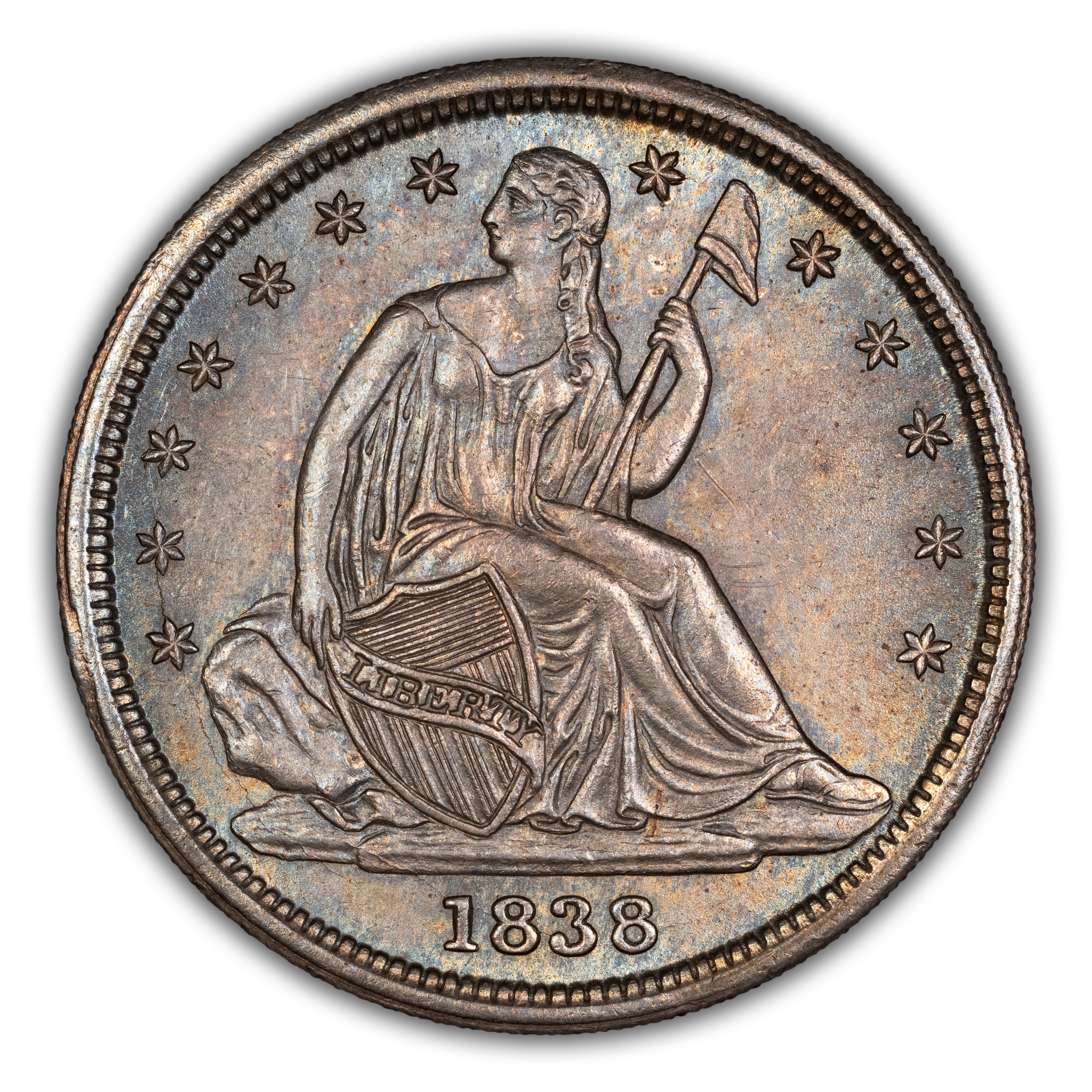 1838 10c No Drapery, Small Stars MS thumbnail 3
