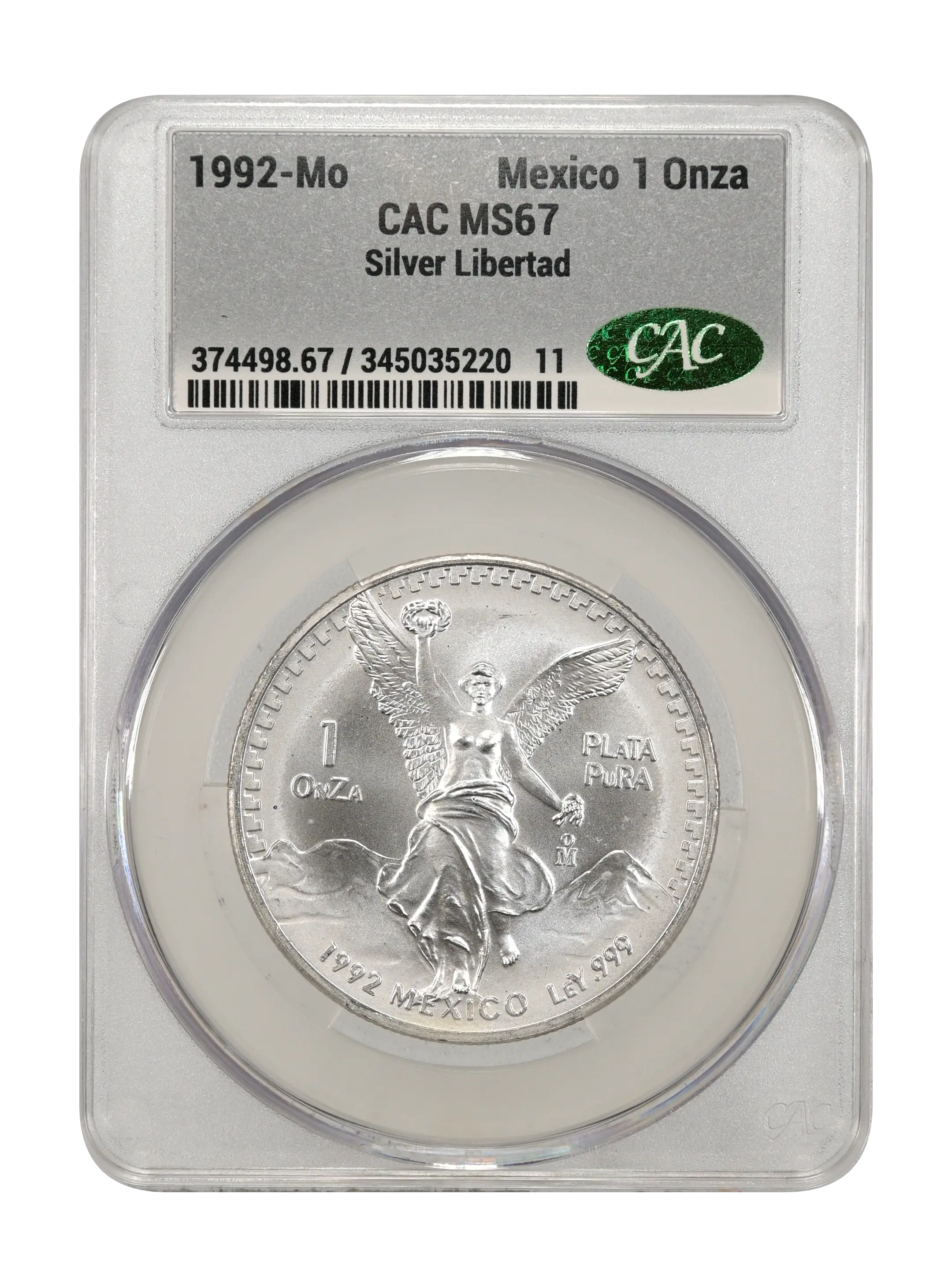 1992-Mo 1 Onza Libertad, Silver MS (KM-494.3) thumbnail 4