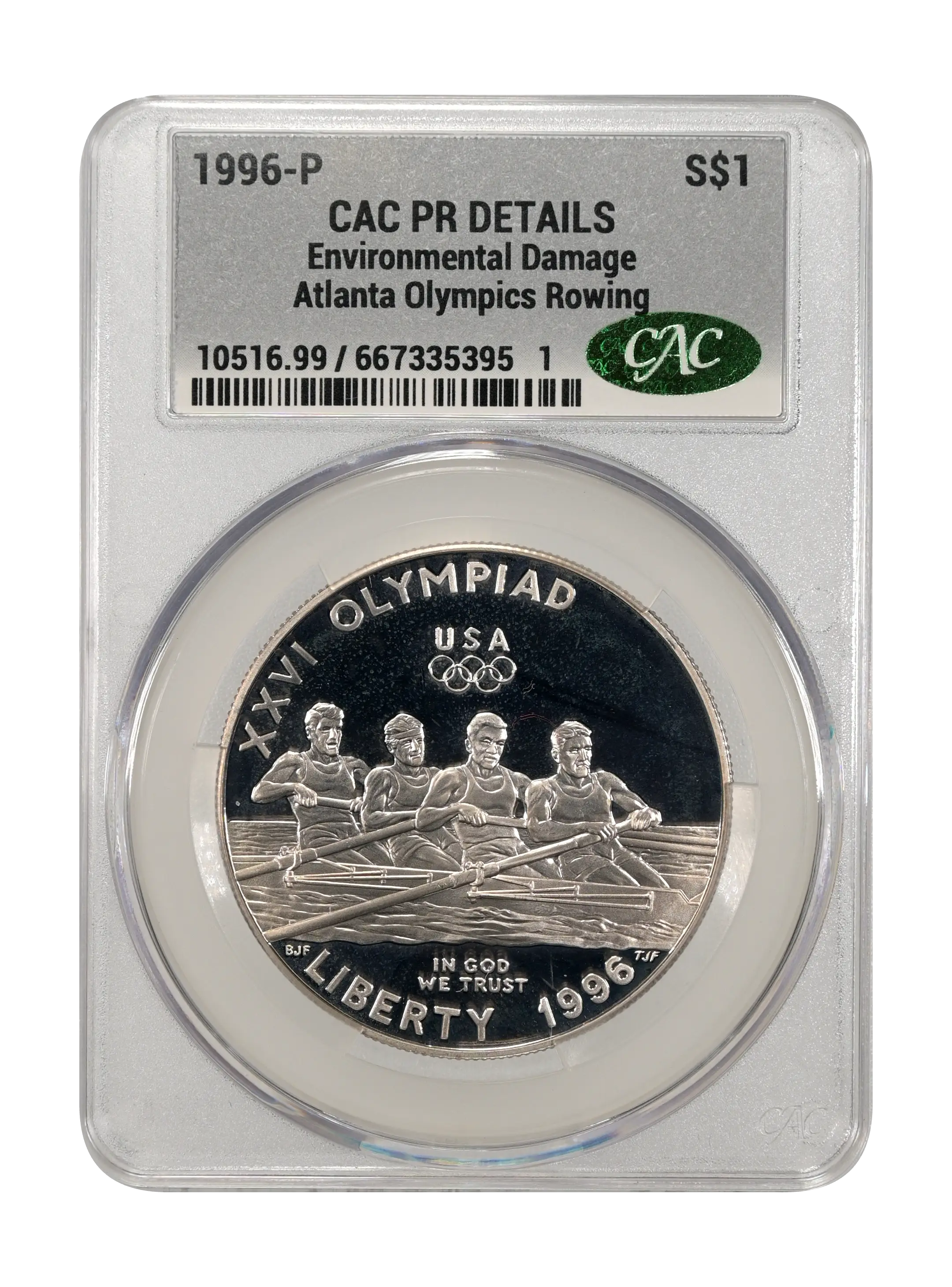 1996-P S$1 Atlanta Olympics Rowing PR DCAM PR67 DCAM CAC thumbnail 23