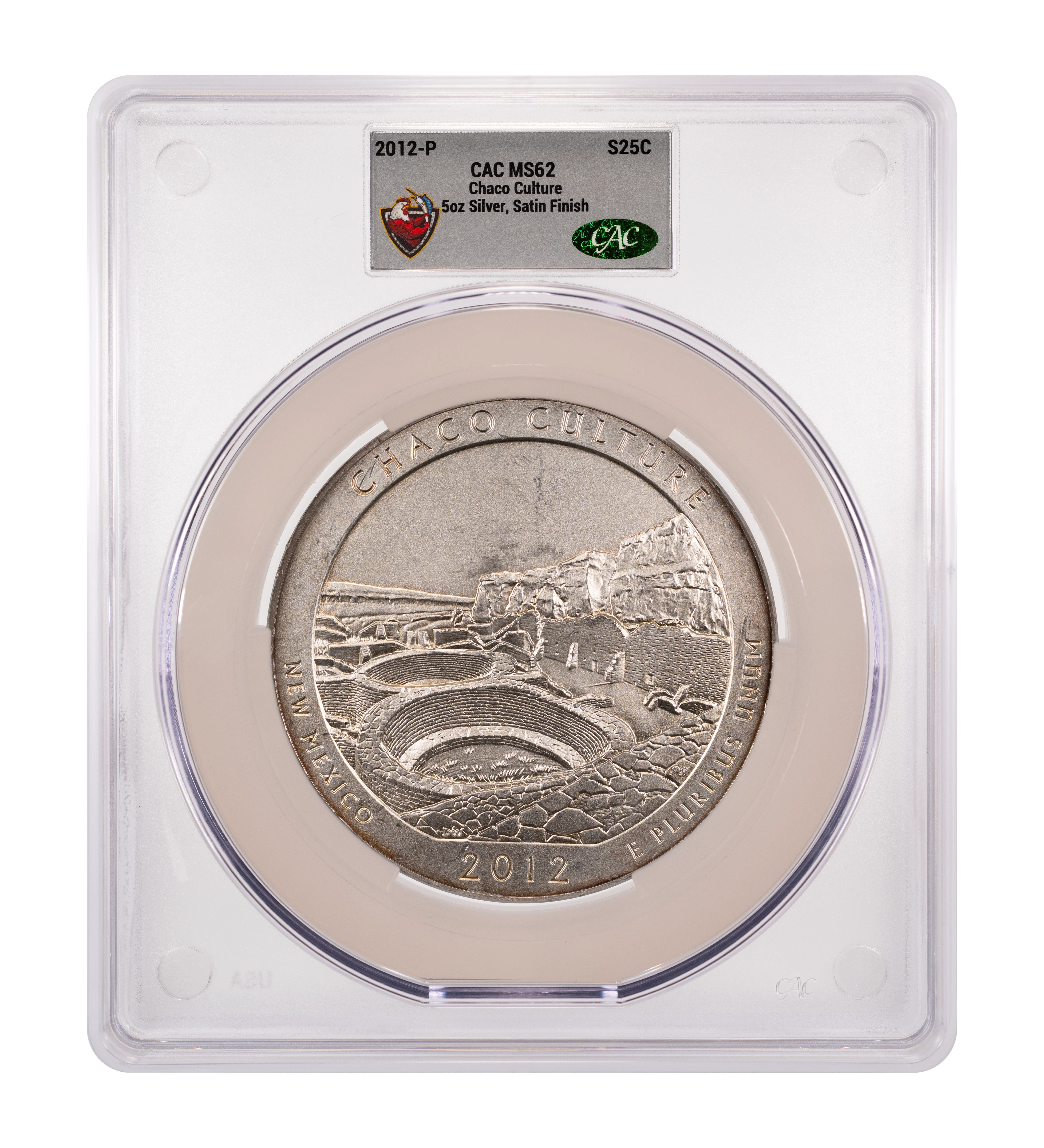 2012-P  S25c Chaco Culture , 5oz Silver, Satin Finish SP thumbnail 4