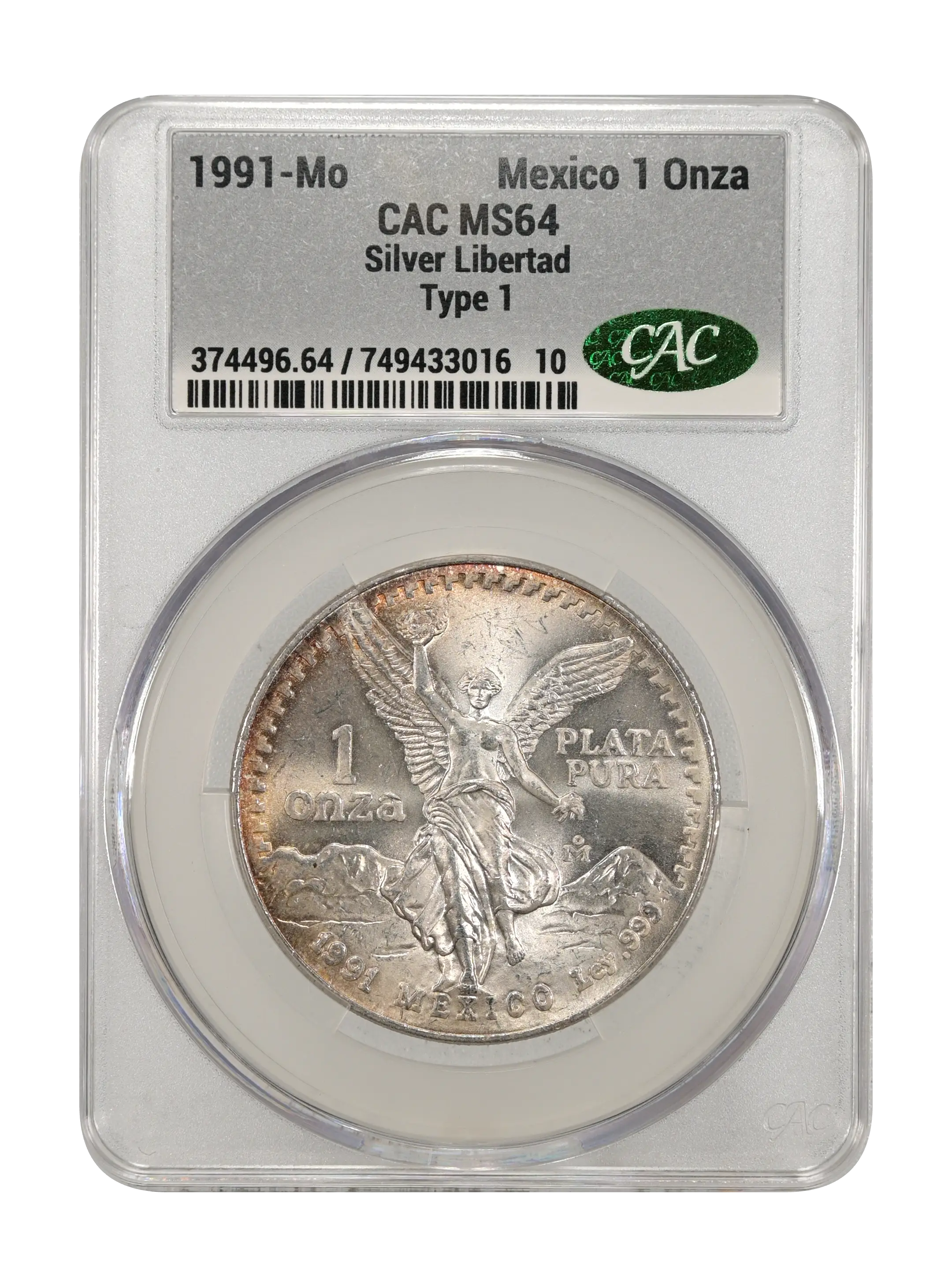 1991-Mo 1 Onza Libertad, Silver, Type 1 MS (KM-494.2) thumbnail 5