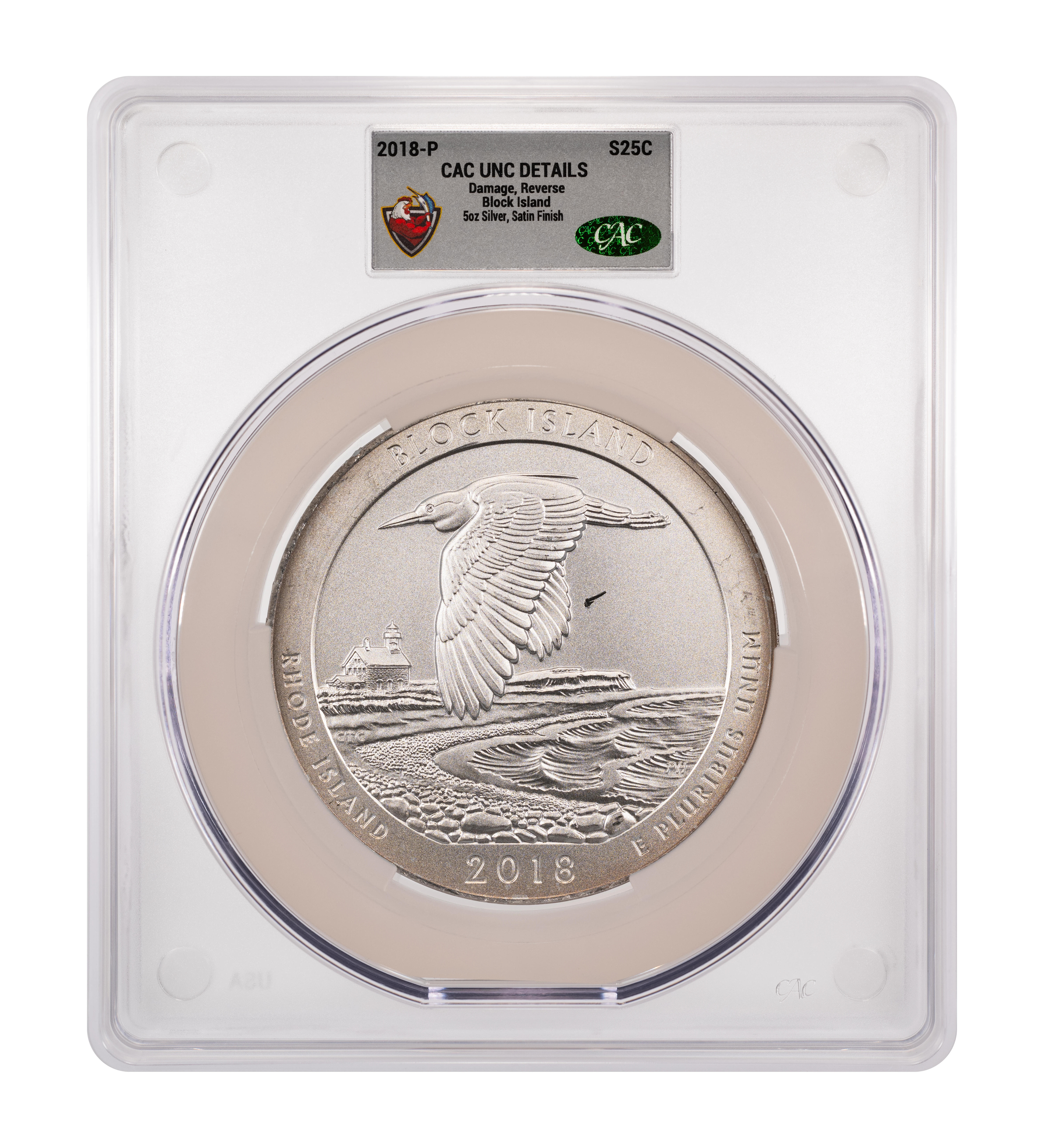 2018-P S25c Block Island, 5oz Silver, Satin Finish SP thumbnail 2