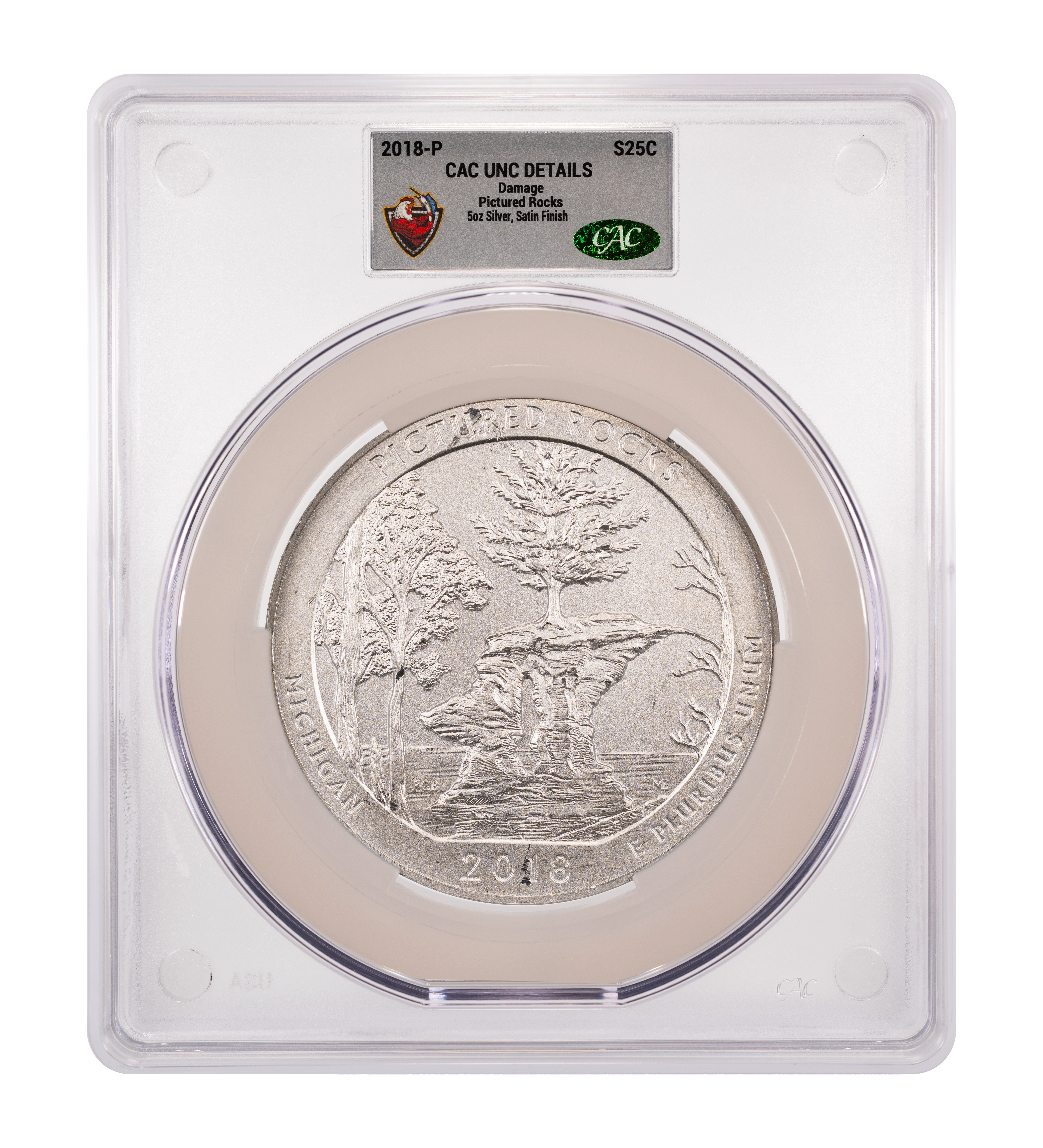 2018-P S25c Pictured Rocks, 5oz Silver, Satin Finish SP thumbnail 3