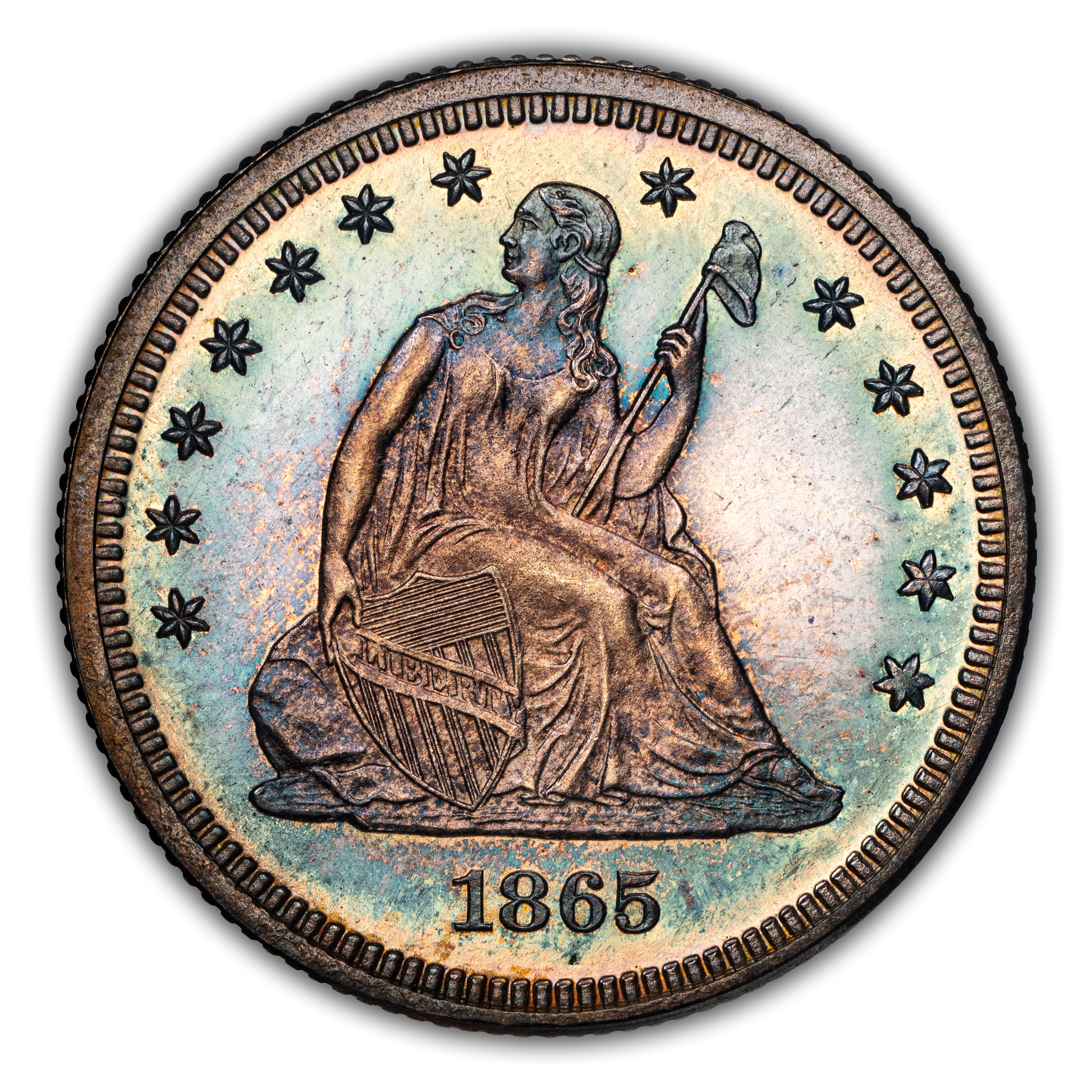 1865 Liberty Seated Quarter, Proof Values & Prices | Greysheet